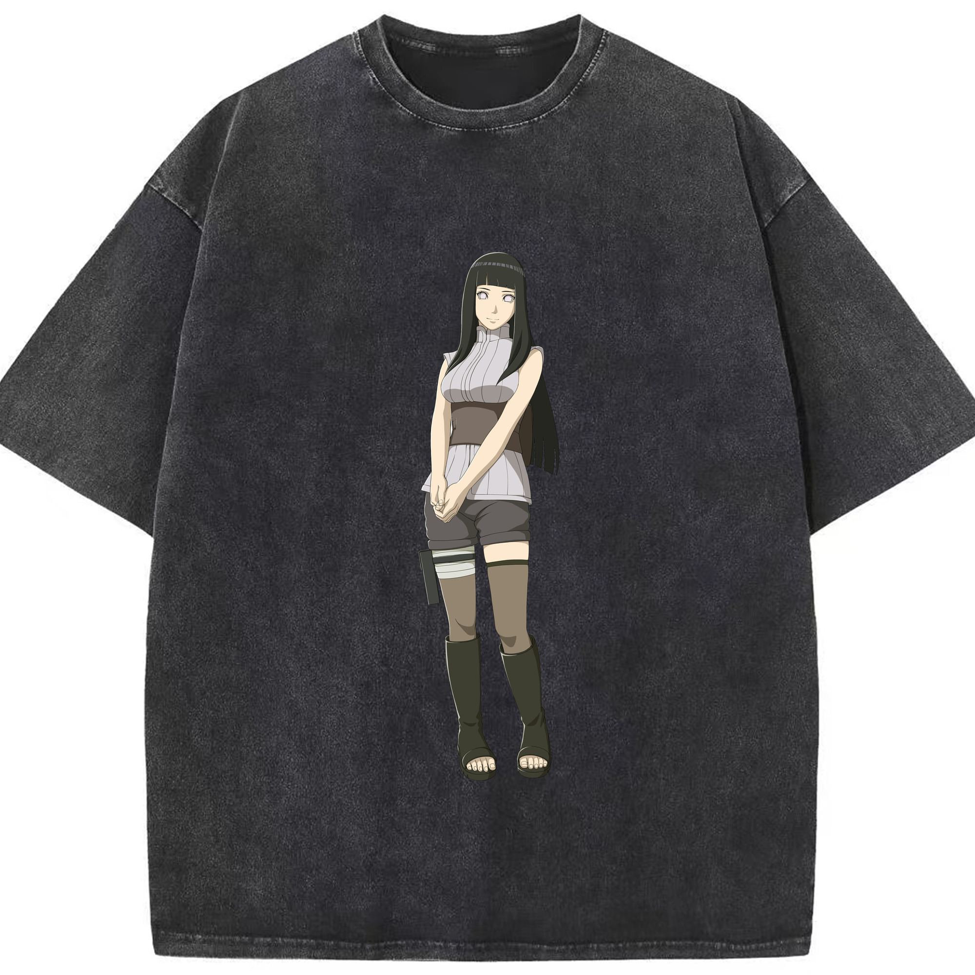 （画像用） NARUTO -ナルト- 日向ヒナタ Hyūga Hinata 綿100% ヴィンテージ風 半袖Tシャツ（フロントプリント）