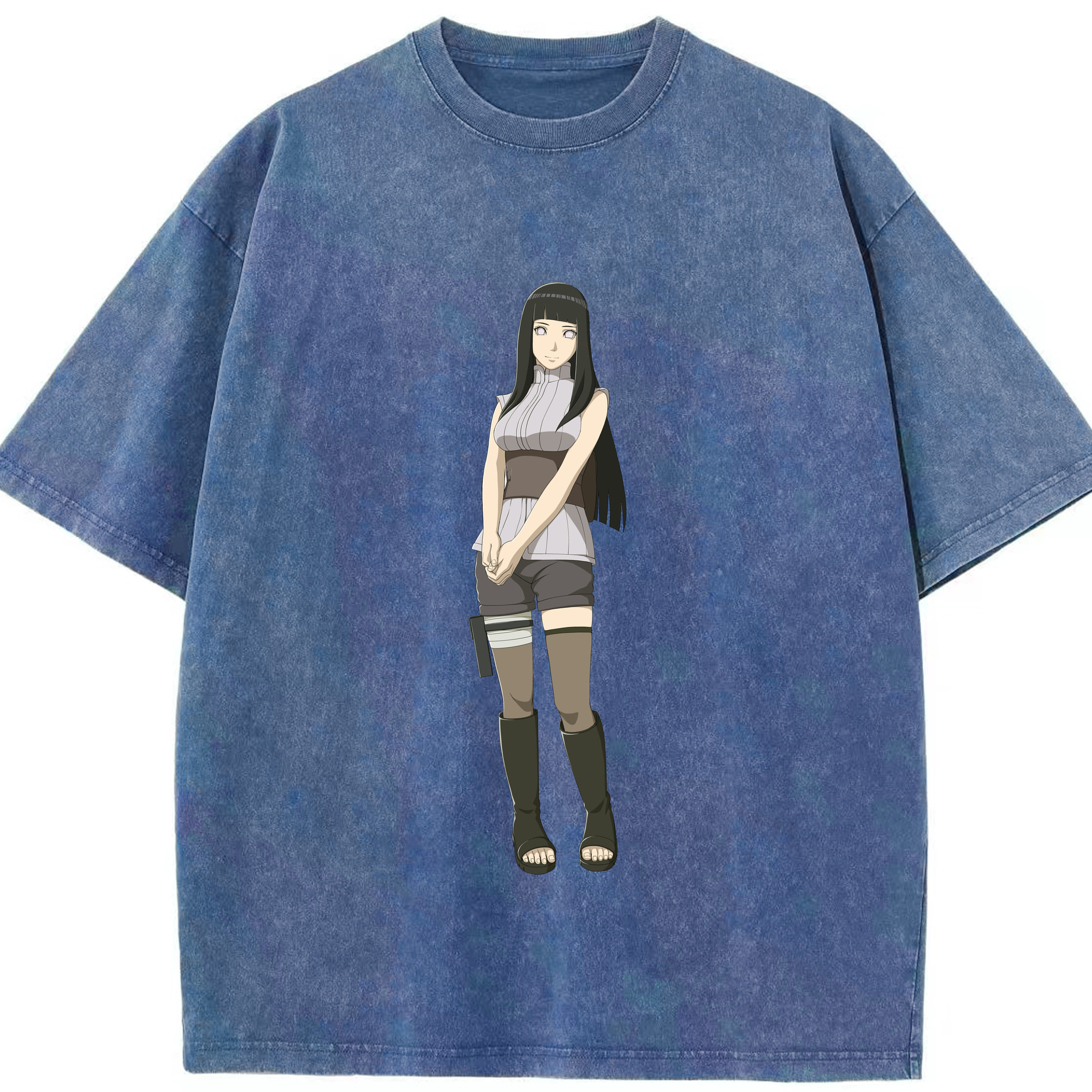（画像用） NARUTO -ナルト- 日向ヒナタ Hyūga Hinata 綿100% ヴィンテージ風 半袖Tシャツ（フロントプリント）