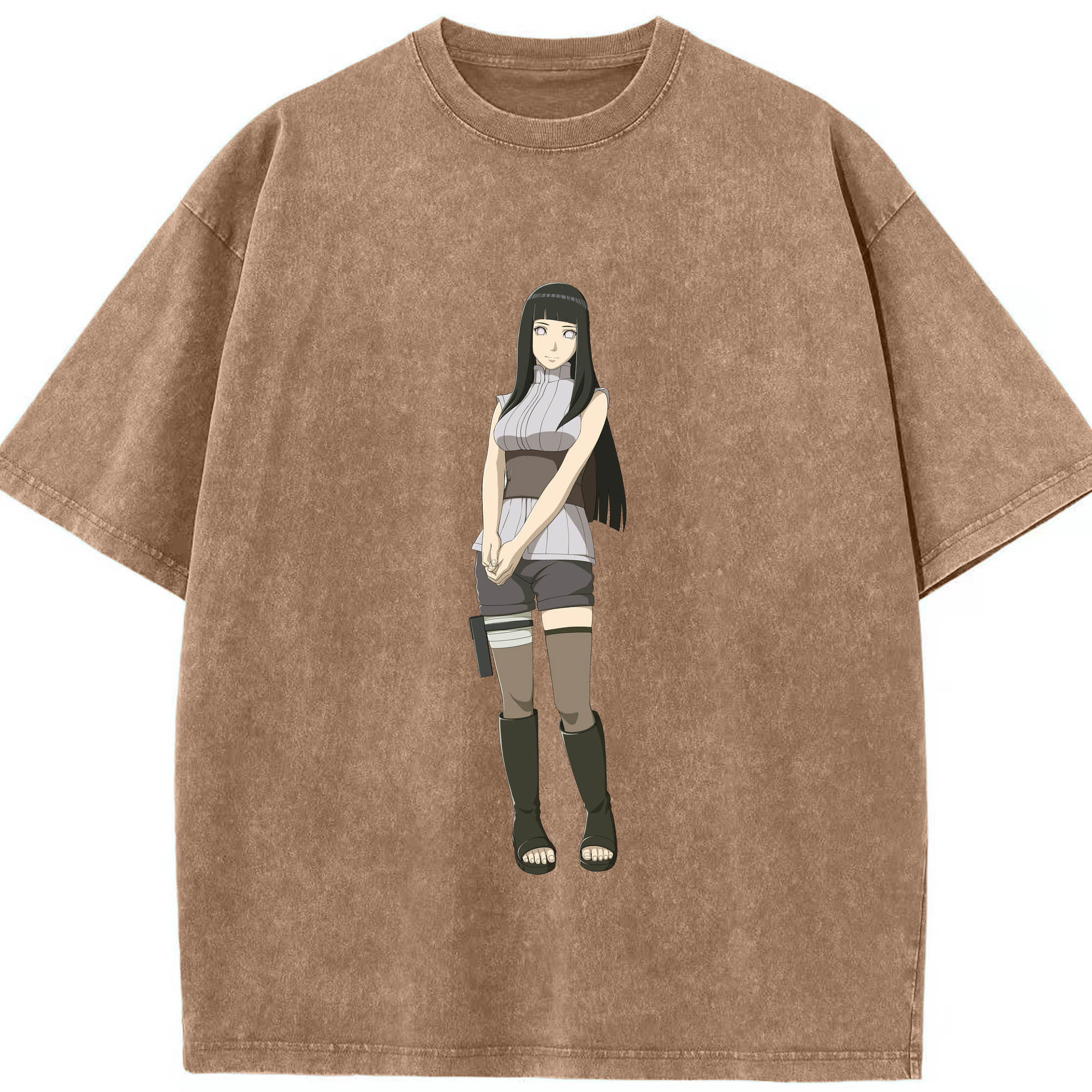 （画像用） NARUTO -ナルト- 日向ヒナタ Hyūga Hinata 綿100% ヴィンテージ風 半袖Tシャツ（フロントプリント）