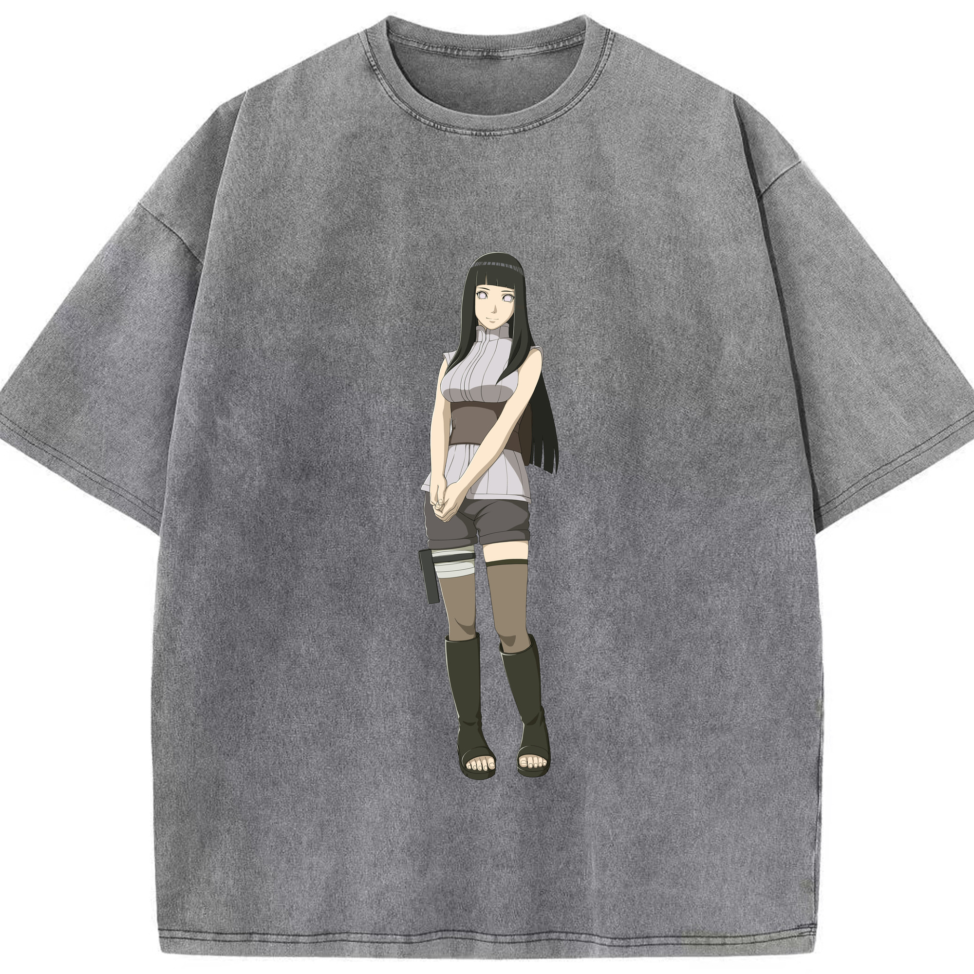 （画像用） NARUTO -ナルト- 日向ヒナタ Hyūga Hinata 綿100% ヴィンテージ風 半袖Tシャツ（フロントプリント）