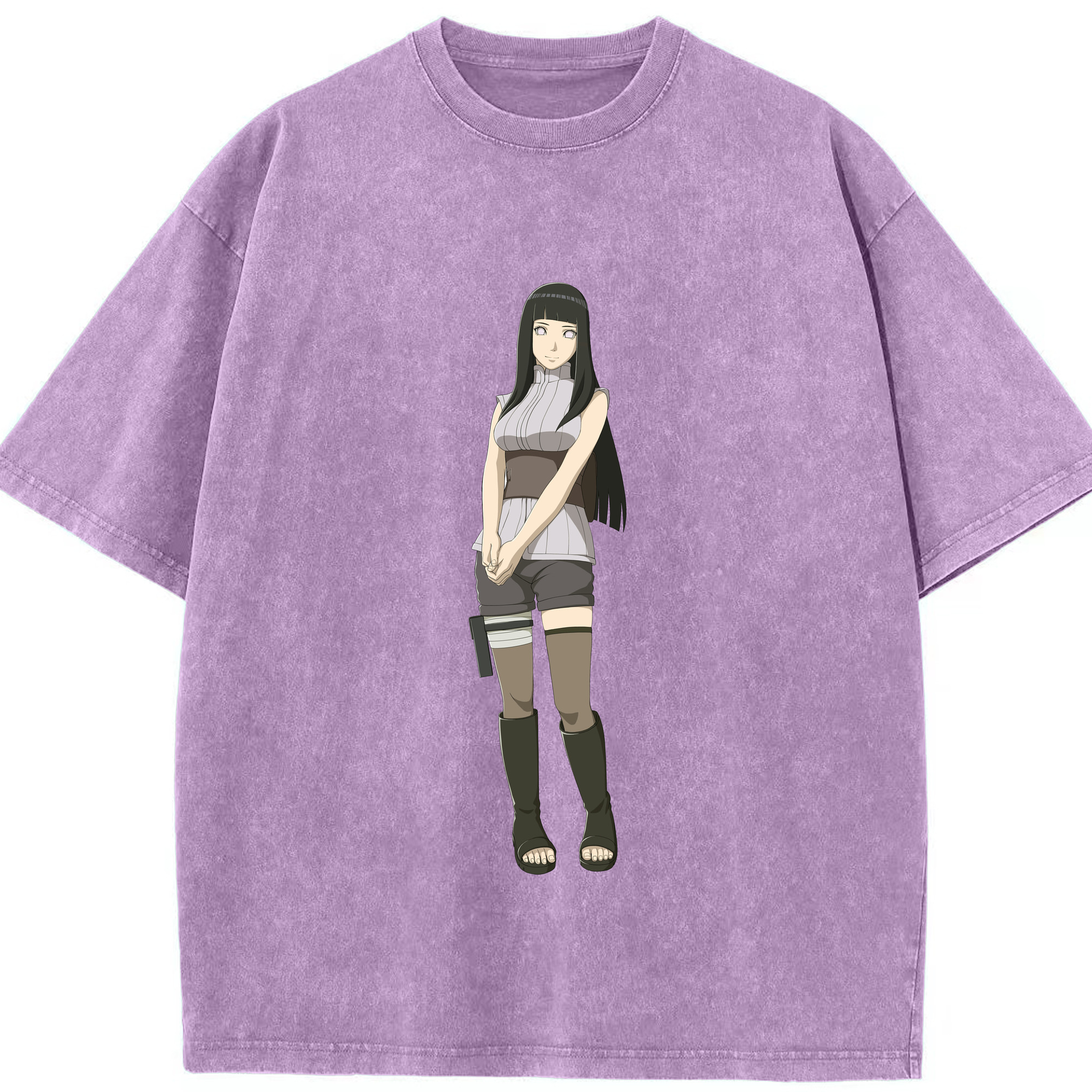 （画像用） NARUTO -ナルト- 日向ヒナタ Hyūga Hinata 綿100% ヴィンテージ風 半袖Tシャツ（フロントプリント）