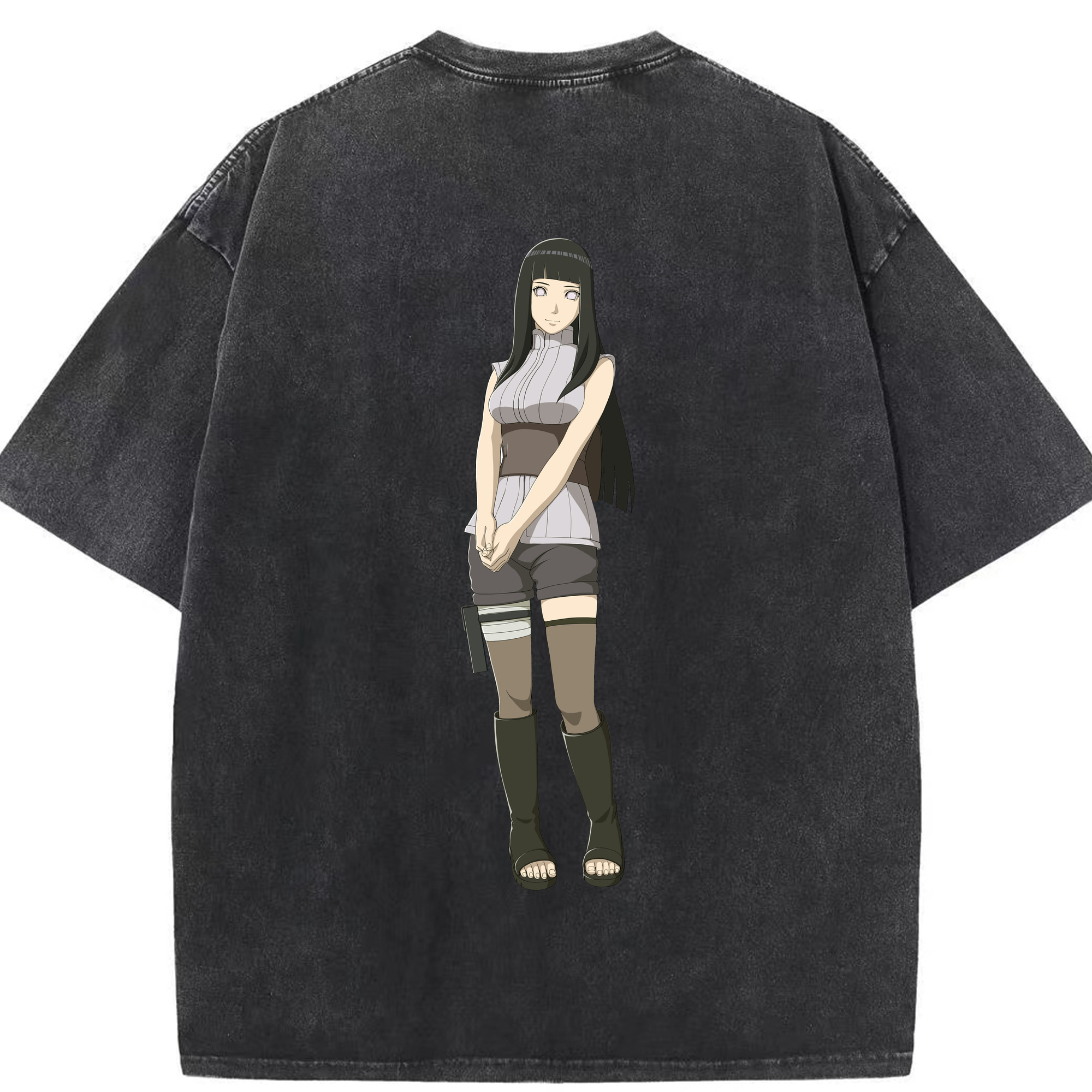 （画像用） NARUTO -ナルト- 日向ヒナタ Hyūga Hinata 綿100% ヴィンテージ風 半袖Tシャツ（背面プリント）
