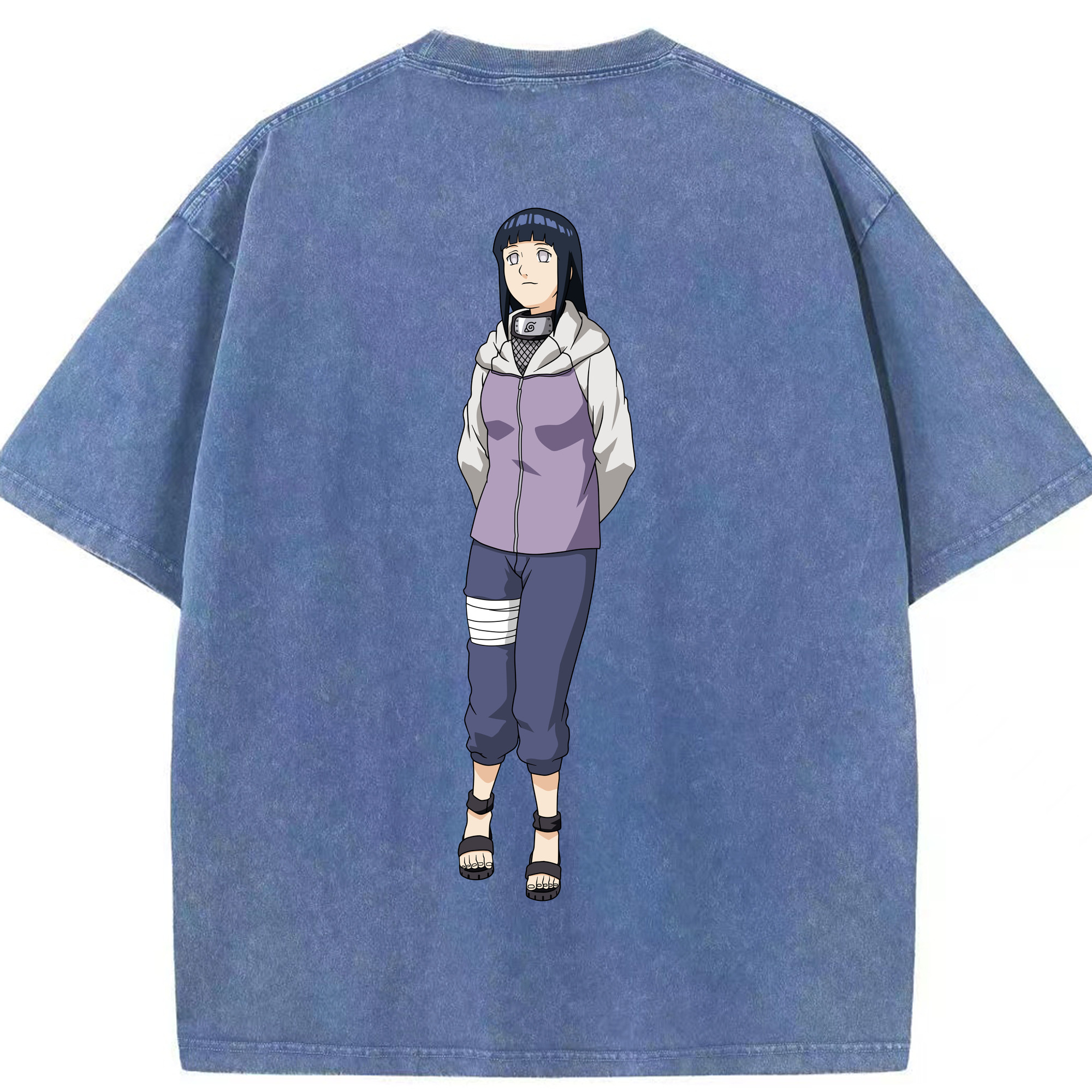 （画像用） NARUTO -ナルト- 日向ヒナタ Hyūga Hinata 綿100% ヴィンテージ風 半袖Tシャツ（背面プリント）