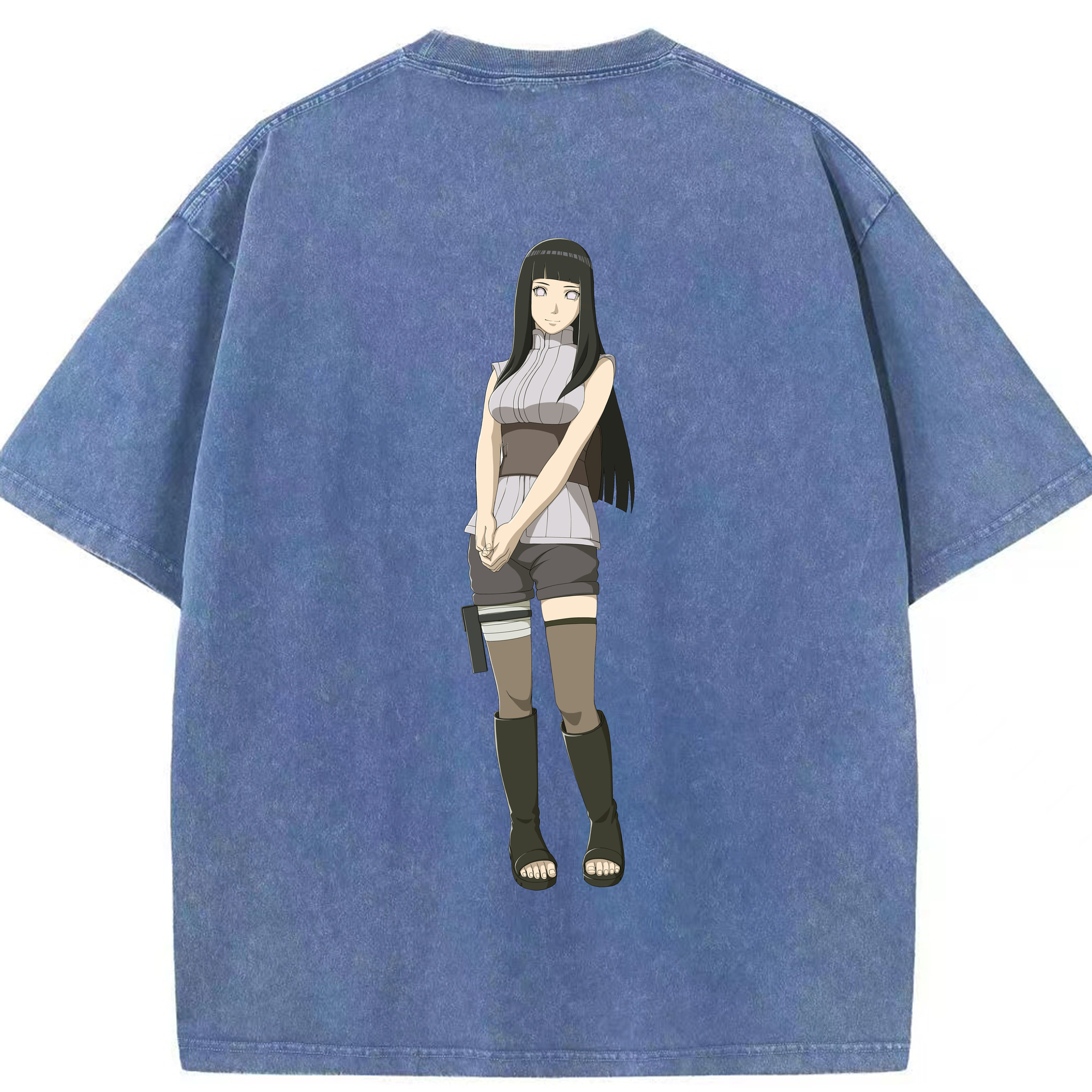 （画像用） NARUTO -ナルト- 日向ヒナタ Hyūga Hinata 綿100% ヴィンテージ風 半袖Tシャツ（背面プリント）