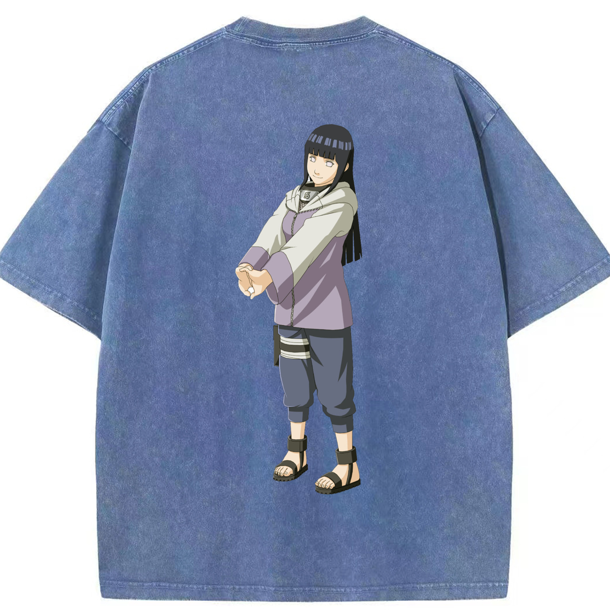 （画像用） NARUTO -ナルト- 日向ヒナタ Hyūga Hinata 綿100% ヴィンテージ風 半袖Tシャツ（背面プリント）