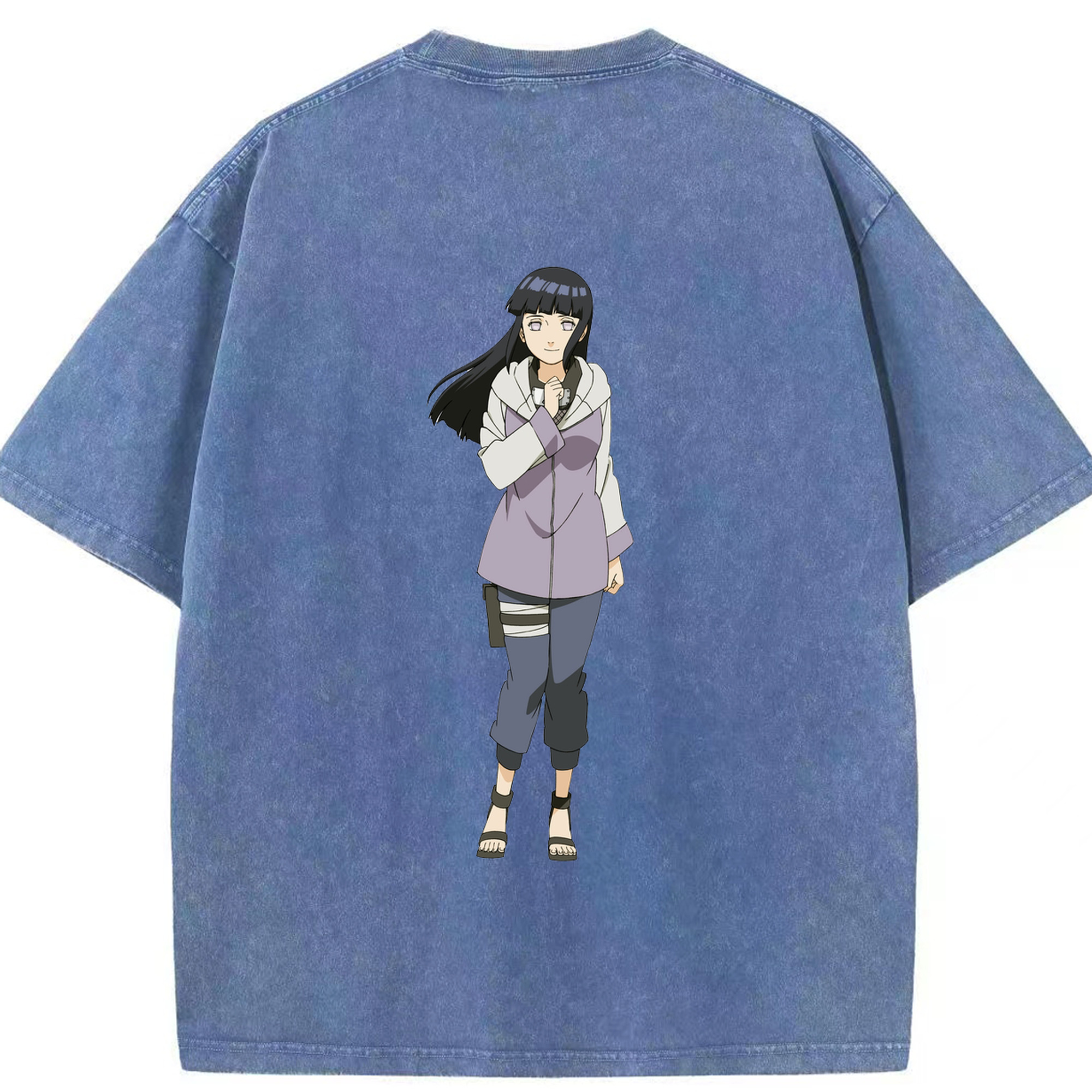（画像用） NARUTO -ナルト- 日向ヒナタ Hyūga Hinata 綿100% ヴィンテージ風 半袖Tシャツ（背面プリント）