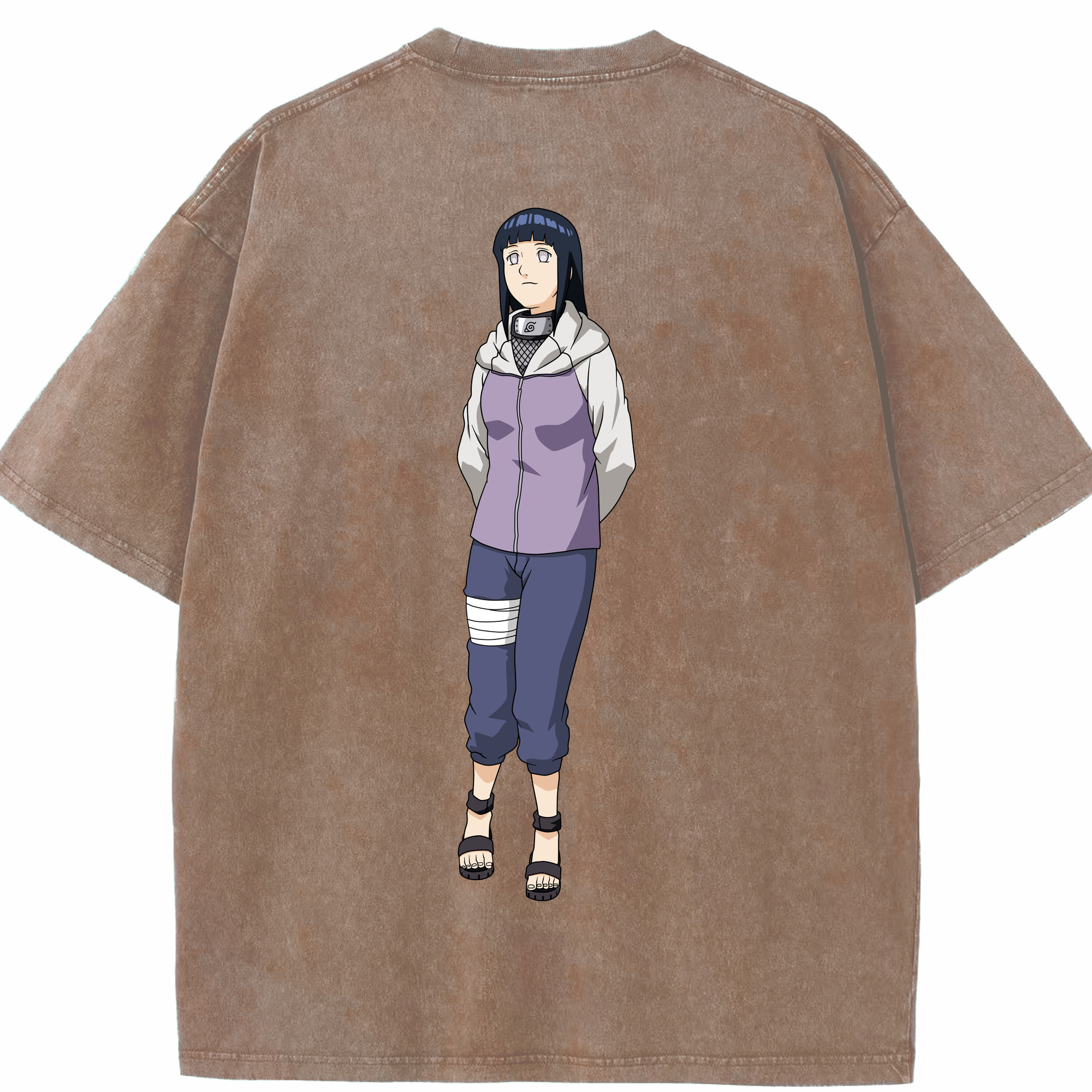 （画像用） NARUTO -ナルト- 日向ヒナタ Hyūga Hinata 綿100% ヴィンテージ風 半袖Tシャツ（背面プリント）