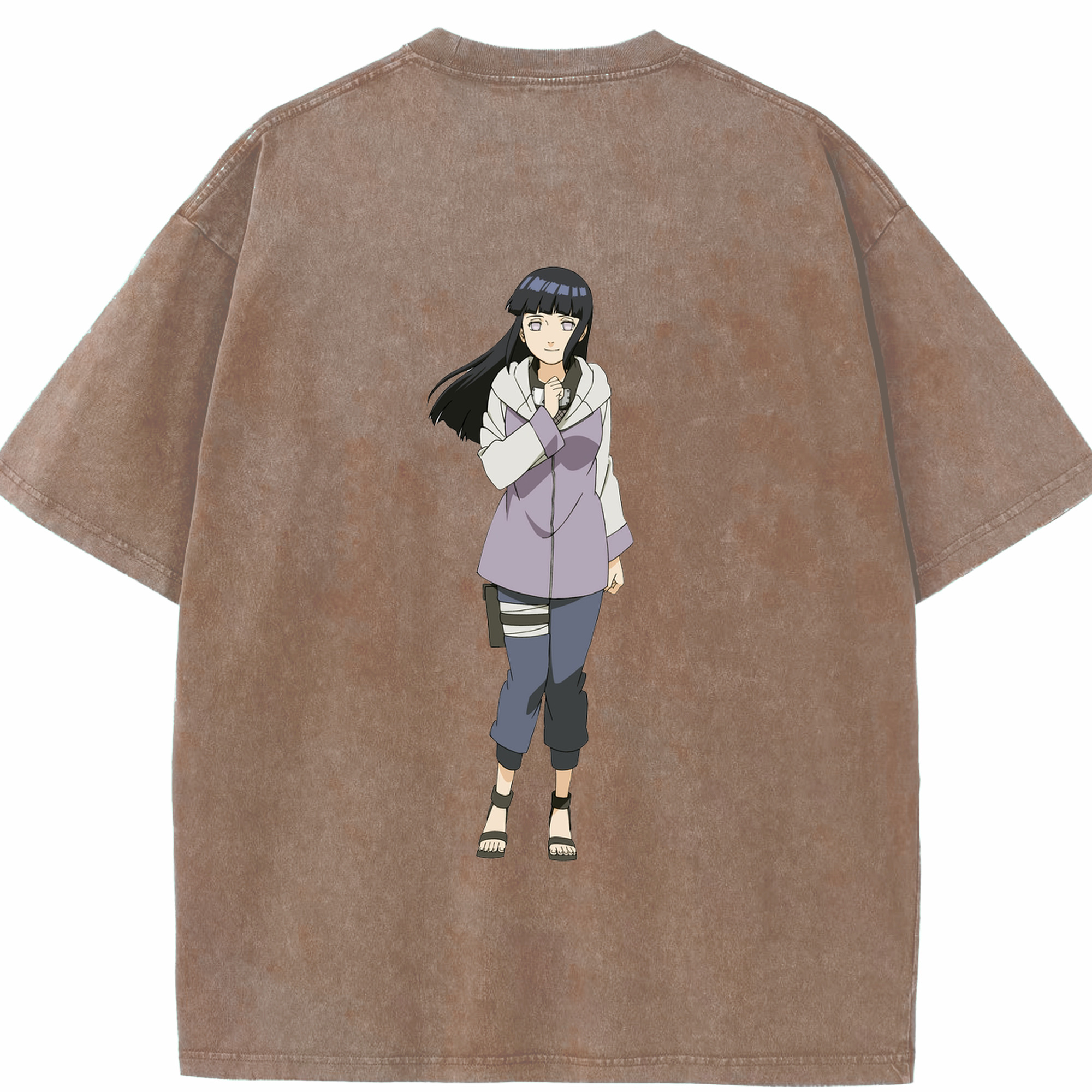 （画像用） NARUTO -ナルト- 日向ヒナタ Hyūga Hinata 綿100% ヴィンテージ風 半袖Tシャツ（背面プリント）
