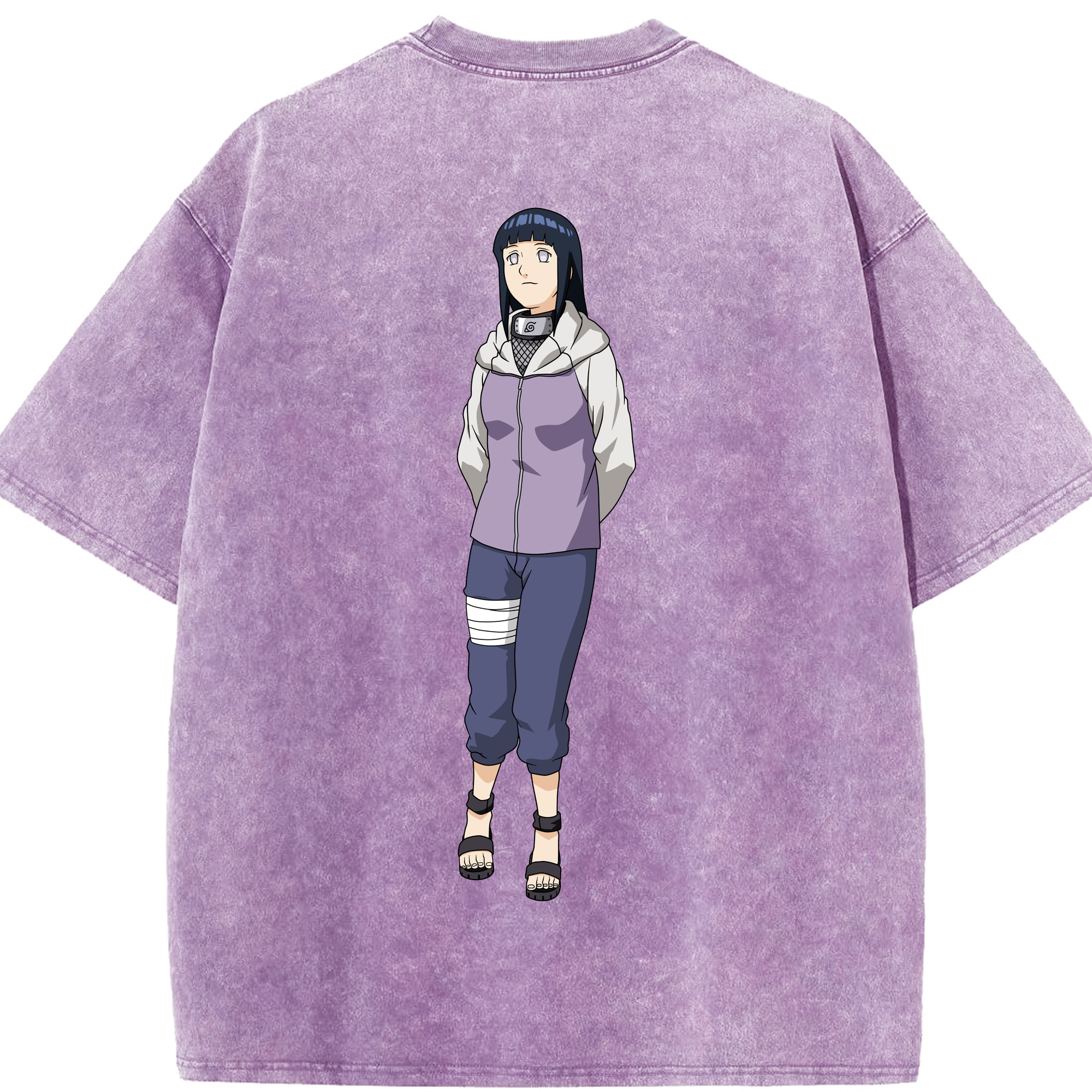 （画像用） NARUTO -ナルト- 日向ヒナタ Hyūga Hinata 綿100% ヴィンテージ風 半袖Tシャツ（背面プリント）