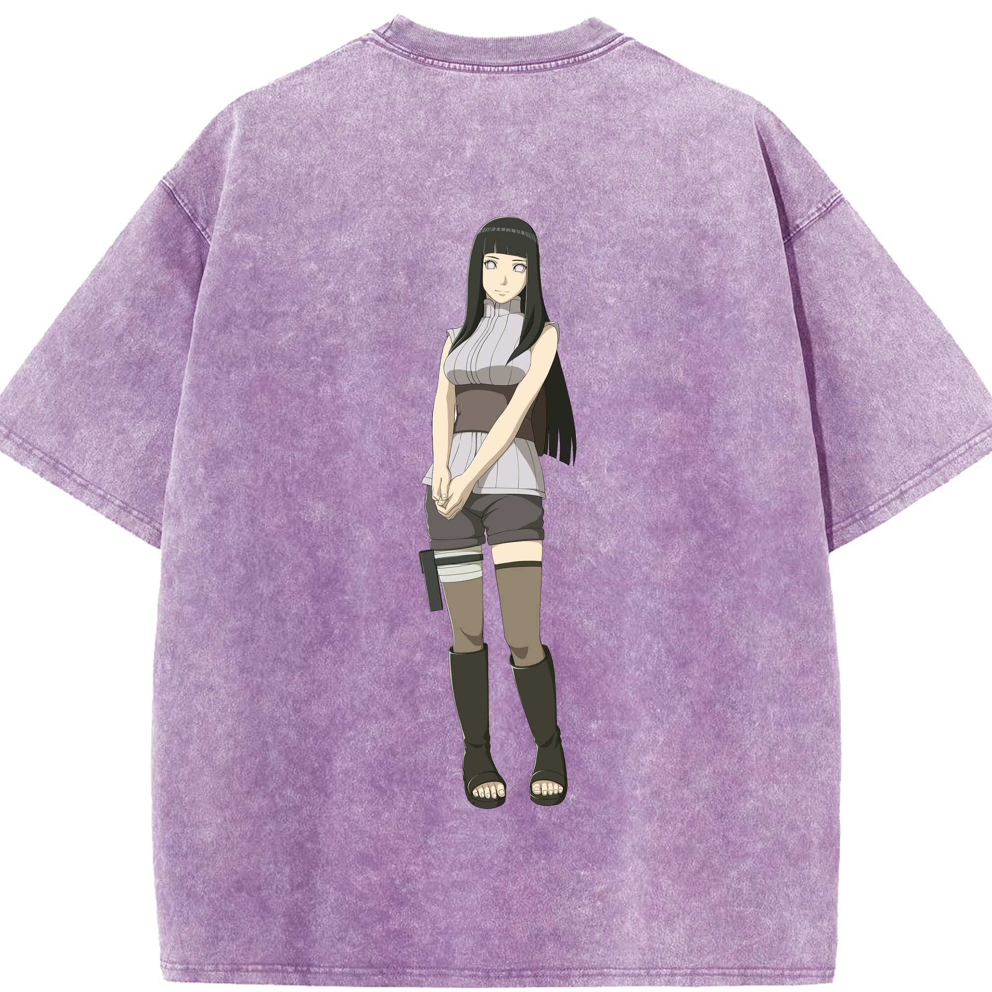 （画像用） NARUTO -ナルト- 日向ヒナタ Hyūga Hinata 綿100% ヴィンテージ風 半袖Tシャツ（背面プリント）