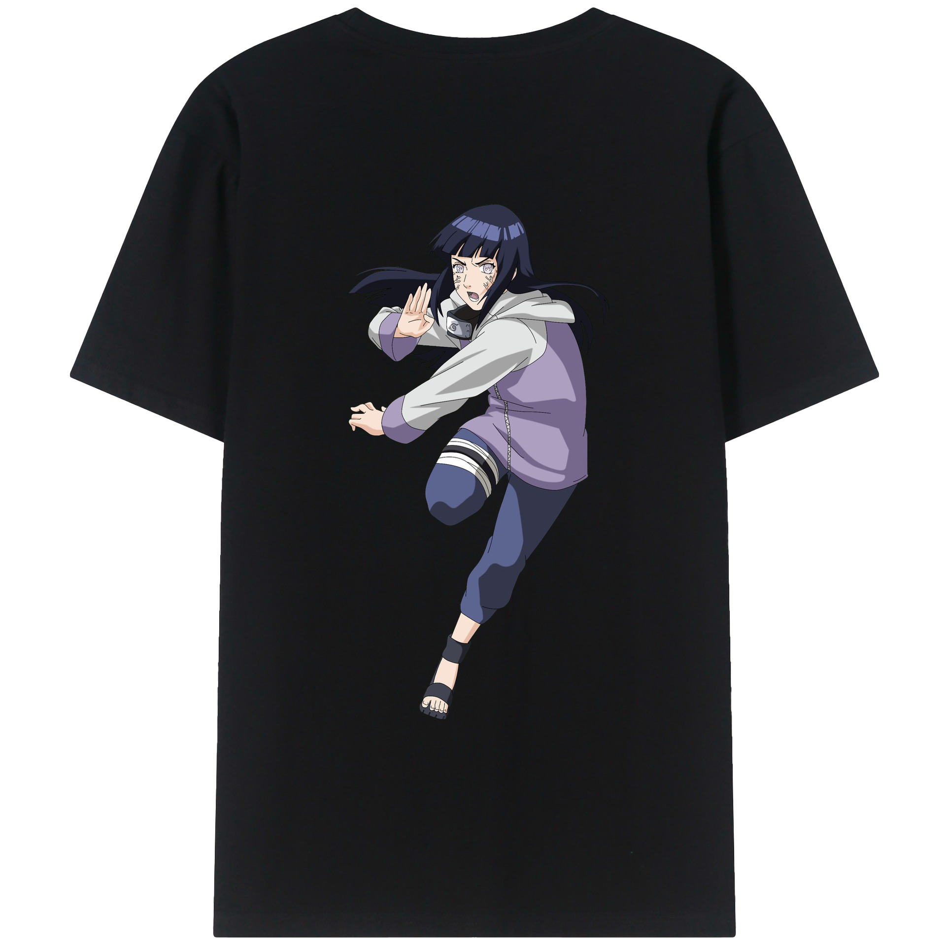 （画像用） NARUTO -ナルト- 日向ヒナタ Hyūga Hinata 綿100％ メンズ半袖Tシャツ（バックプリント） 通気性