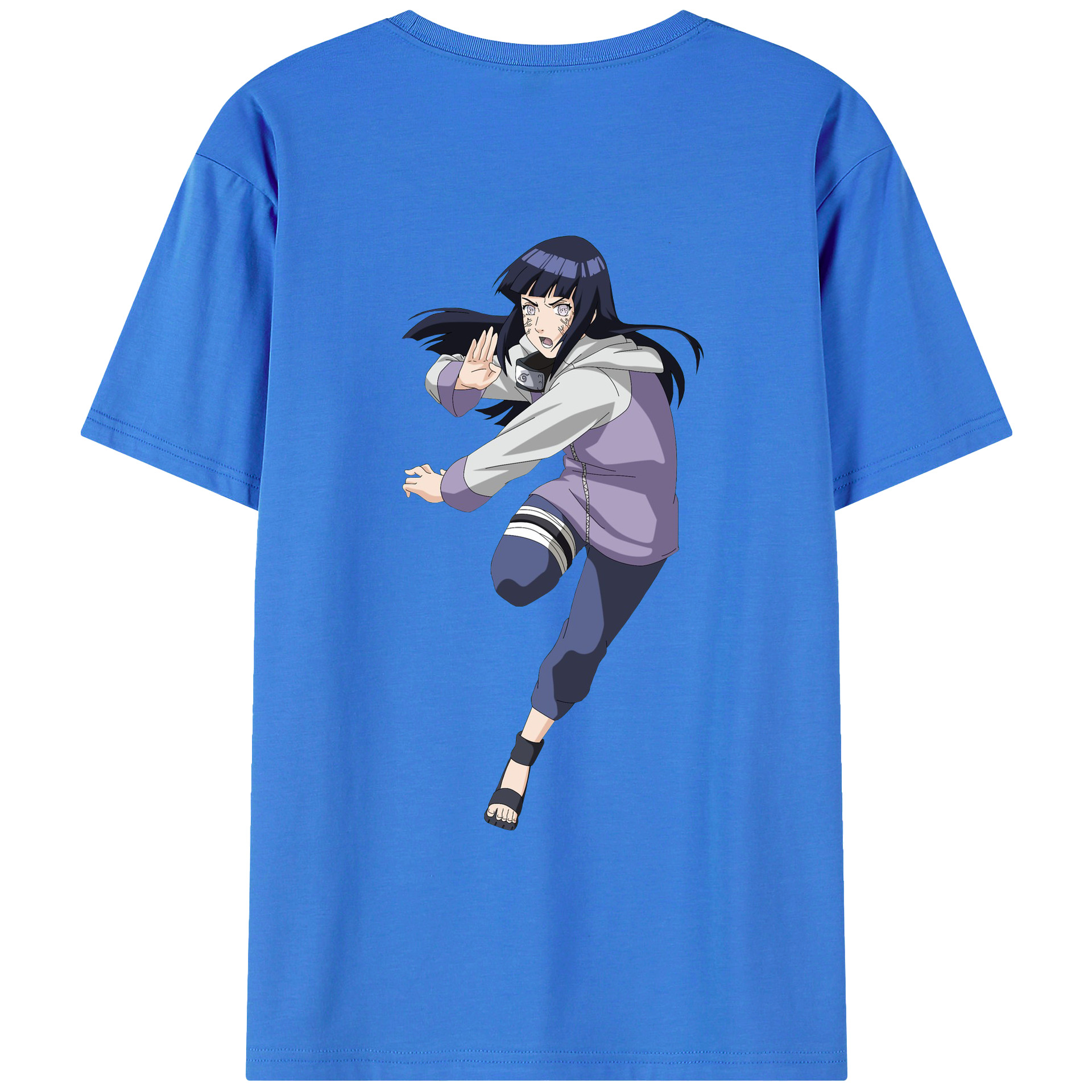 （画像用） NARUTO -ナルト- 日向ヒナタ Hyūga Hinata 綿100％ メンズ半袖Tシャツ（バックプリント） 通気性
