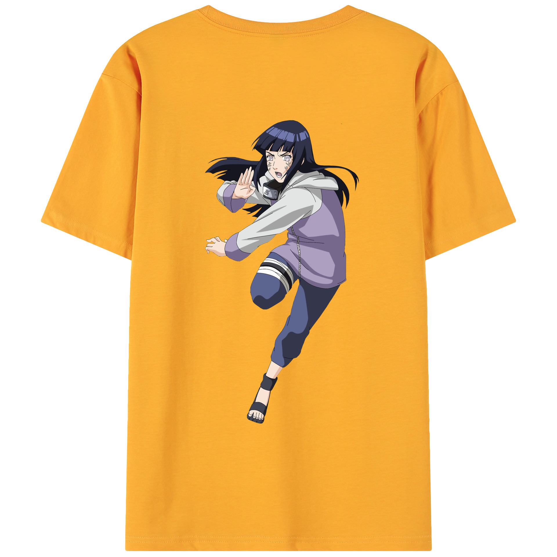 （画像用） NARUTO -ナルト- 日向ヒナタ Hyūga Hinata 綿100％ メンズ半袖Tシャツ（バックプリント） 通気性