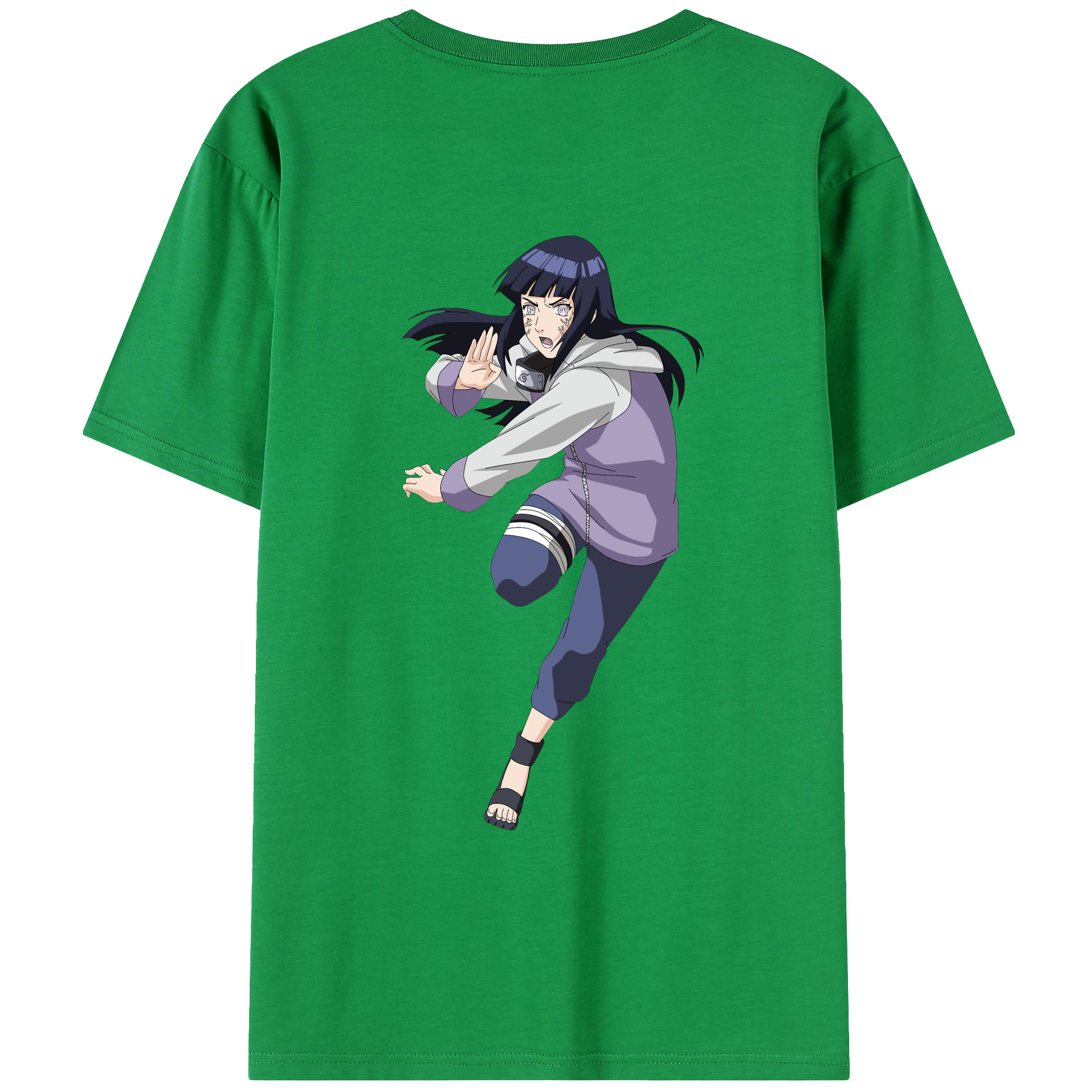 （画像用） NARUTO -ナルト- 日向ヒナタ Hyūga Hinata 綿100％ メンズ半袖Tシャツ（バックプリント） 通気性