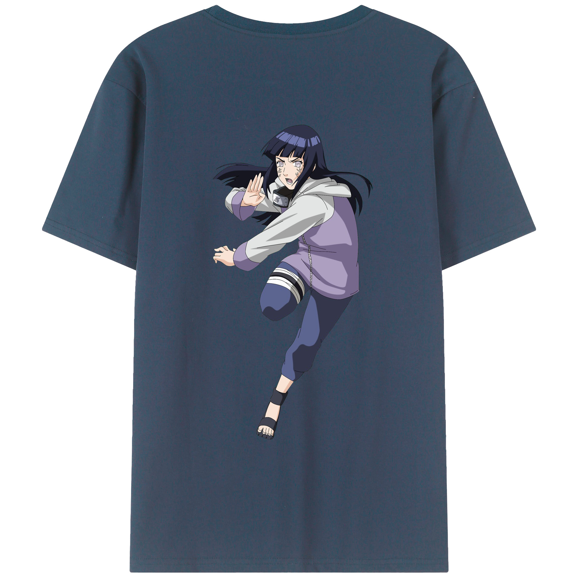（画像用） NARUTO -ナルト- 日向ヒナタ Hyūga Hinata 綿100％ メンズ半袖Tシャツ（バックプリント） 通気性