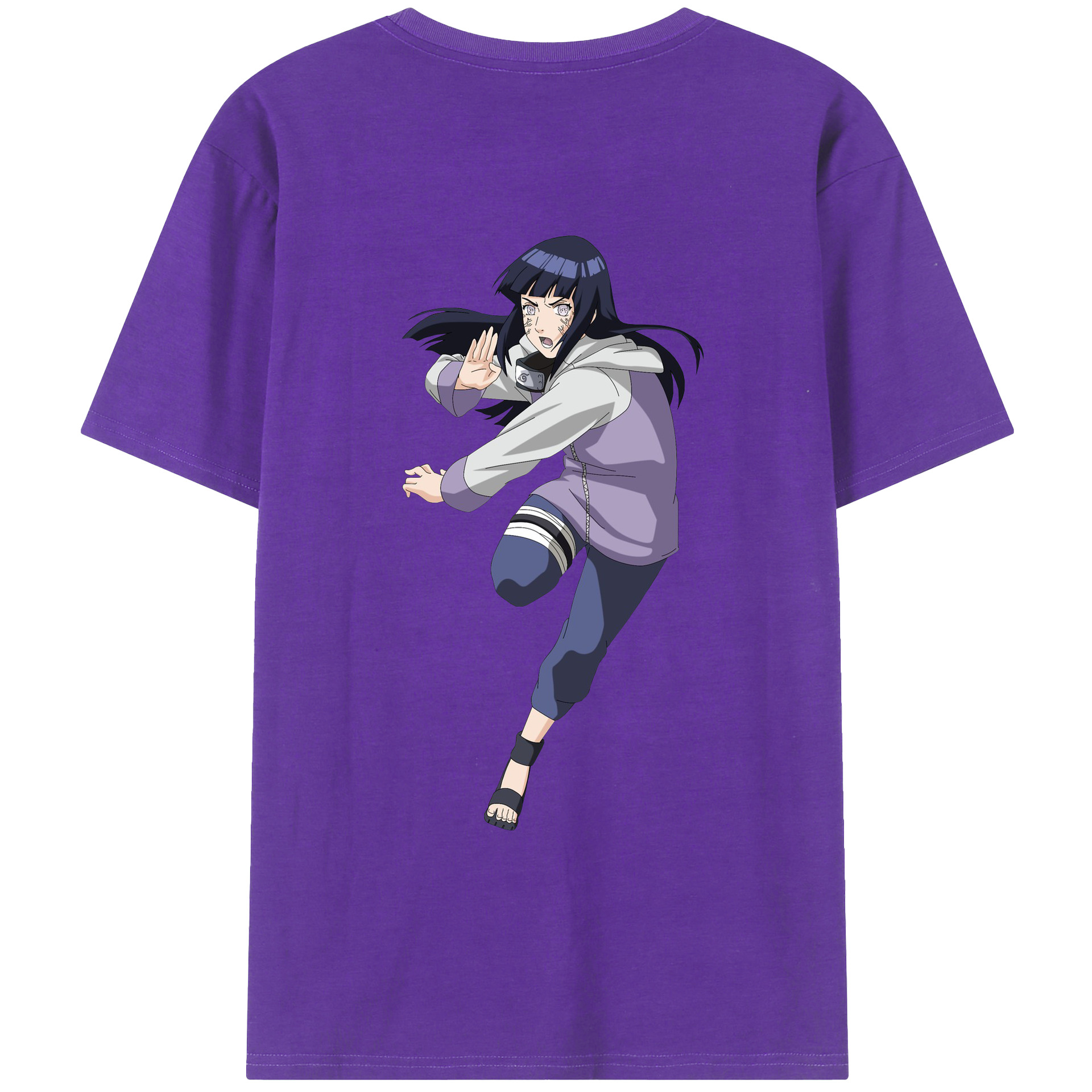 （画像用） NARUTO -ナルト- 日向ヒナタ Hyūga Hinata 綿100％ メンズ半袖Tシャツ（バックプリント） 通気性