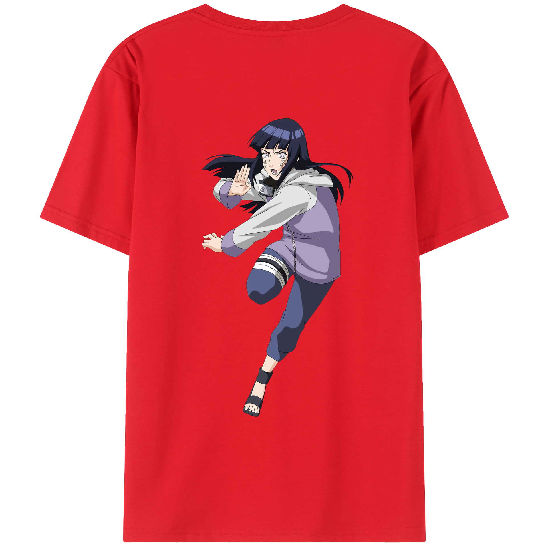 （画像用） NARUTO -ナルト- 日向ヒナタ Hyūga Hinata 綿100％ メンズ半袖Tシャツ（バックプリント） 通気性