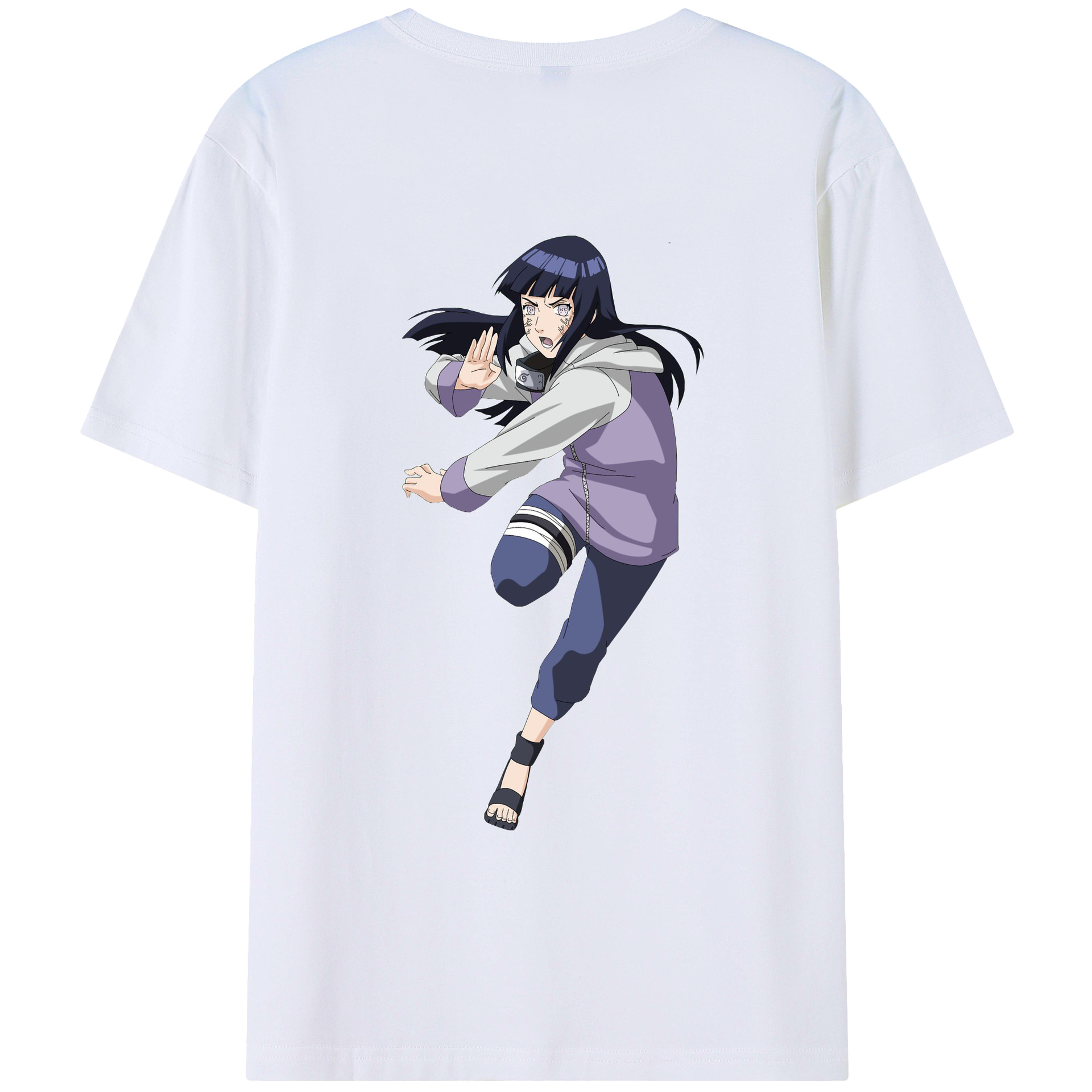 （画像用） NARUTO -ナルト- 日向ヒナタ Hyūga Hinata 綿100％ メンズ半袖Tシャツ（バックプリント） 通気性