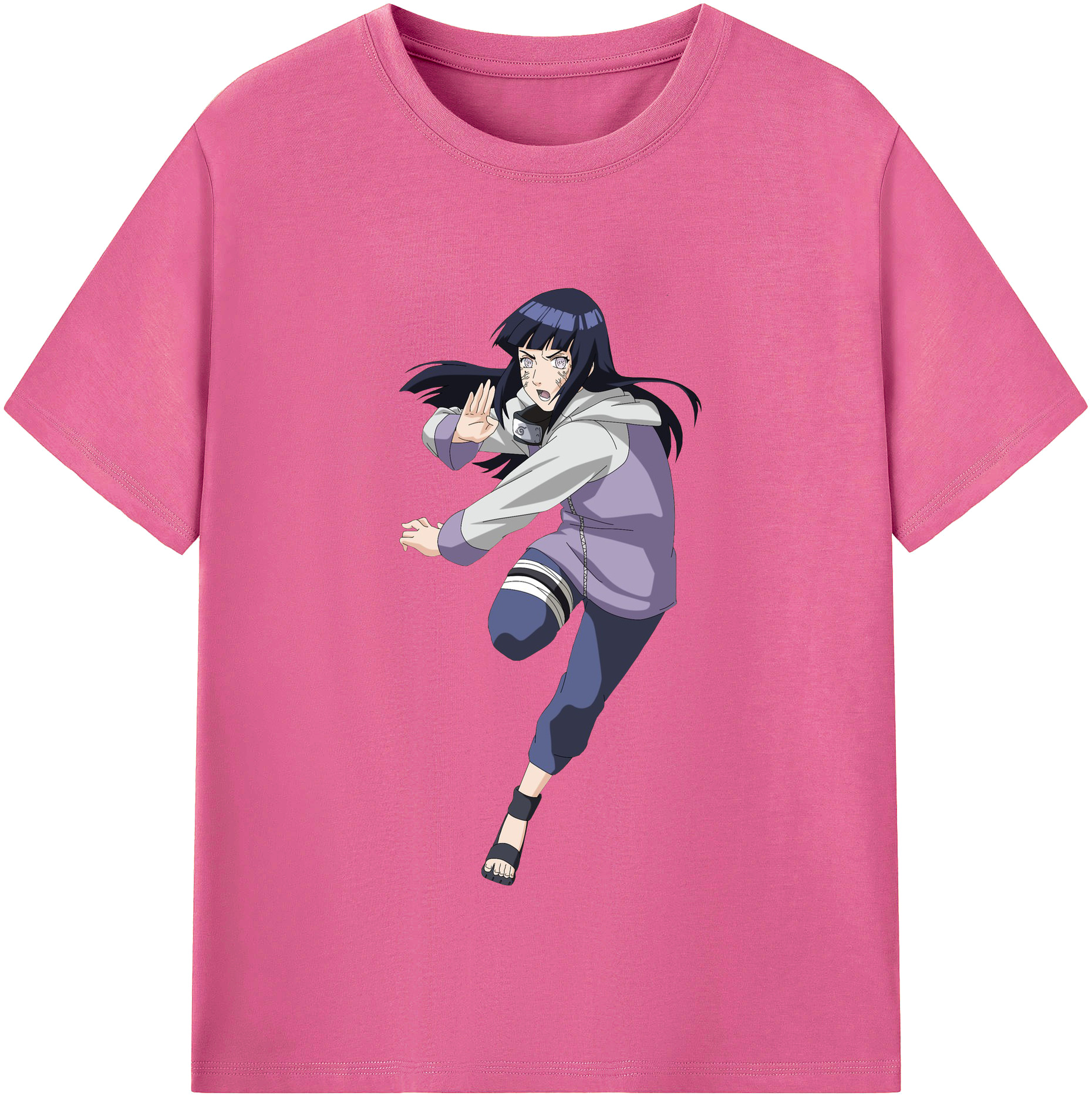 （画像用） NARUTO -ナルト- 日向ヒナタ Hyūga Hinata レディースカジュアルプリントTシャツ（綿100％）