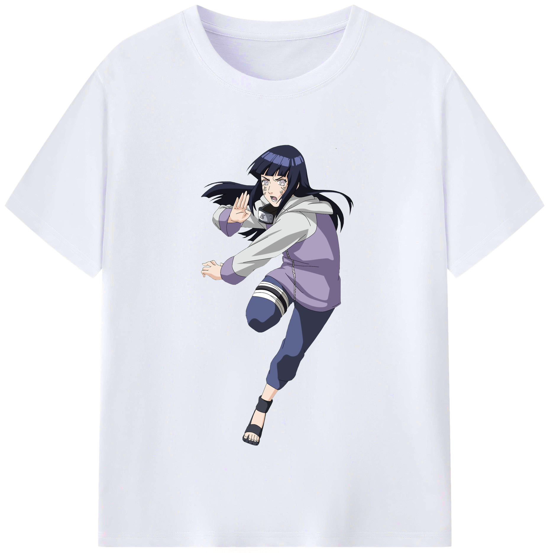 （画像用） NARUTO -ナルト- 日向ヒナタ Hyūga Hinata レディースカジュアルプリントTシャツ（綿100％）