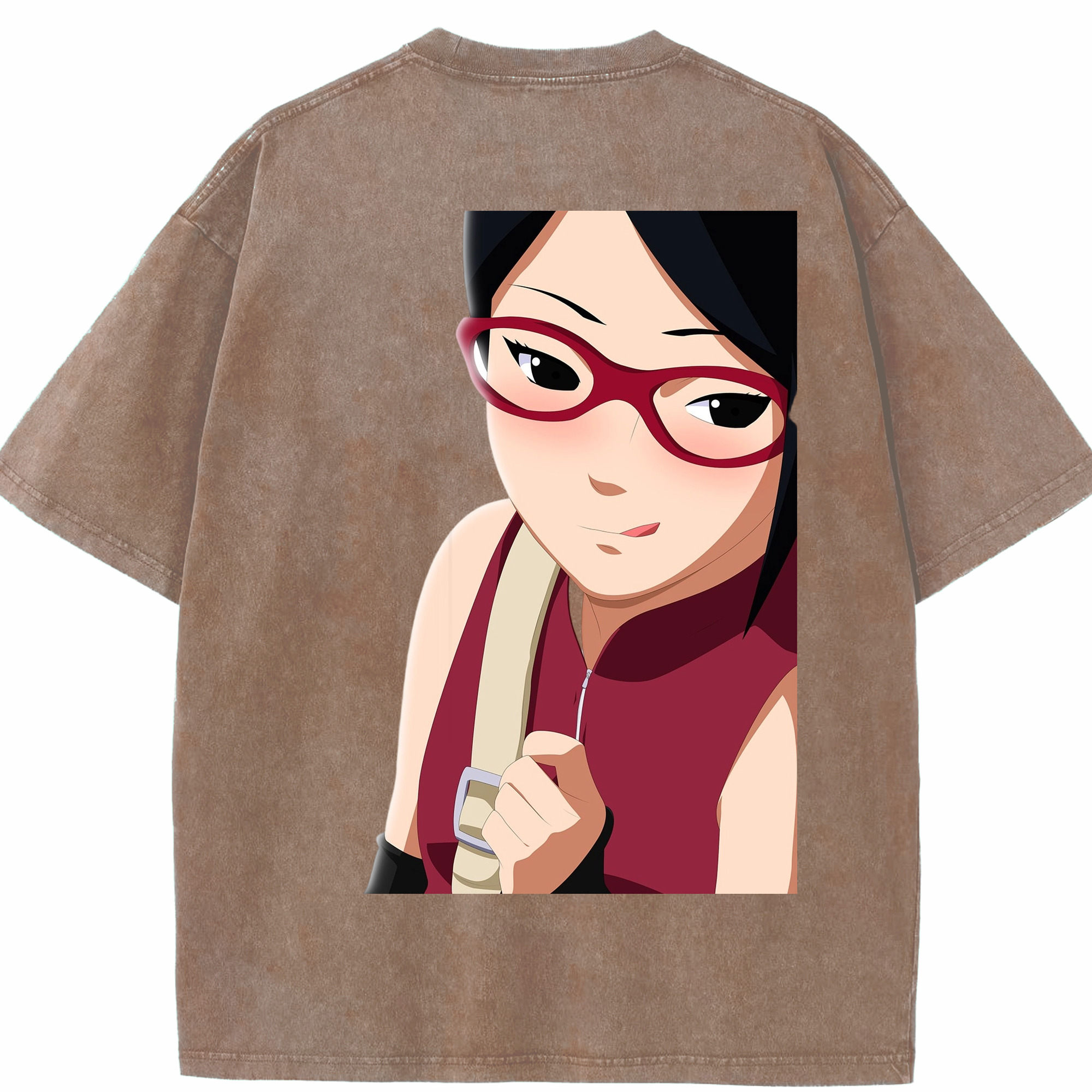 （画像用） NARUTO -ナルト- うちは サラダ Uchiha Sarada 綿100% ヴィンテージ風 半袖Tシャツ（背面プリント）