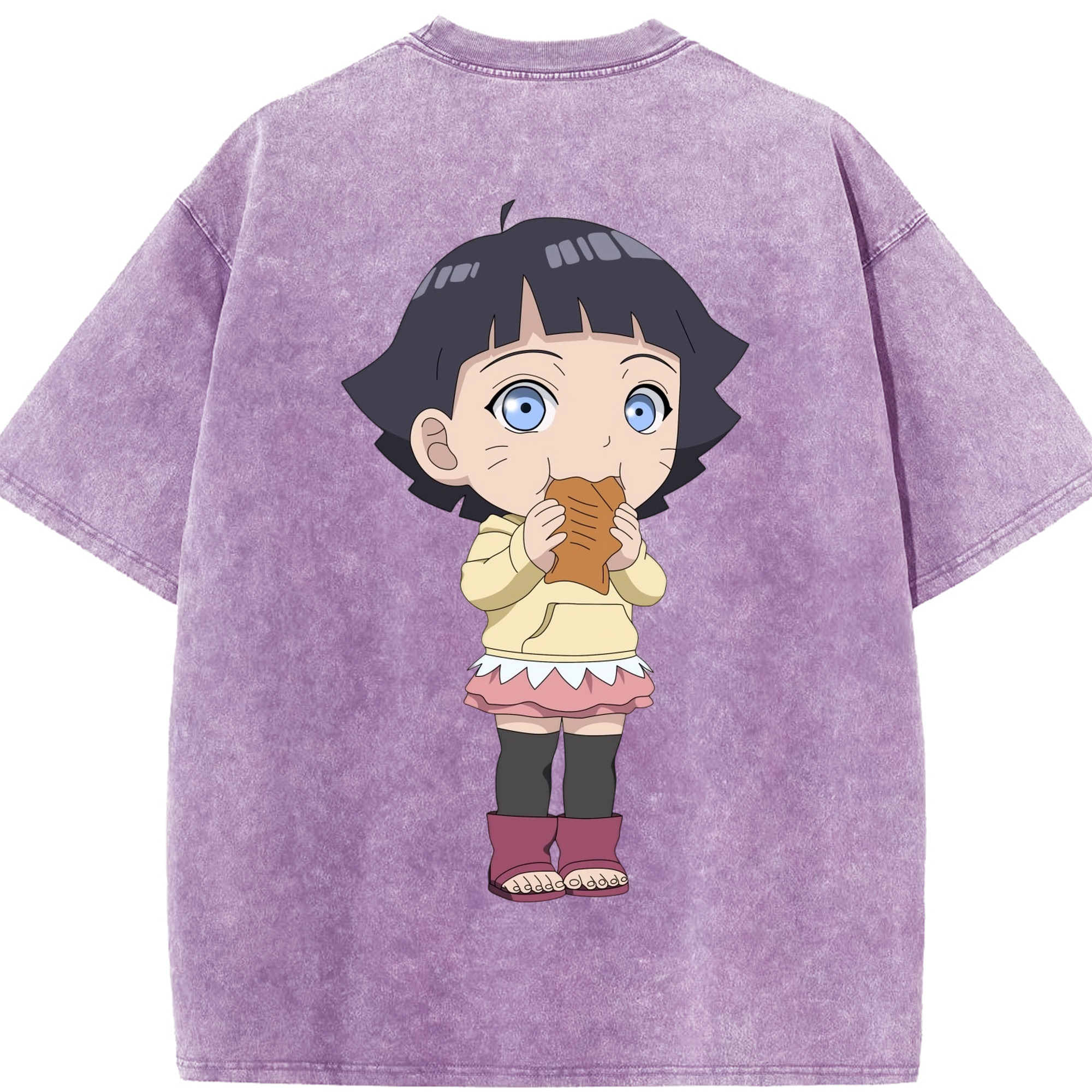 （画像用） NARUTO -ナルト- うずまき ヒマワリ Uzumaki Himawari 綿100% ヴィンテージ風 半袖Tシャツ（背面プリント）