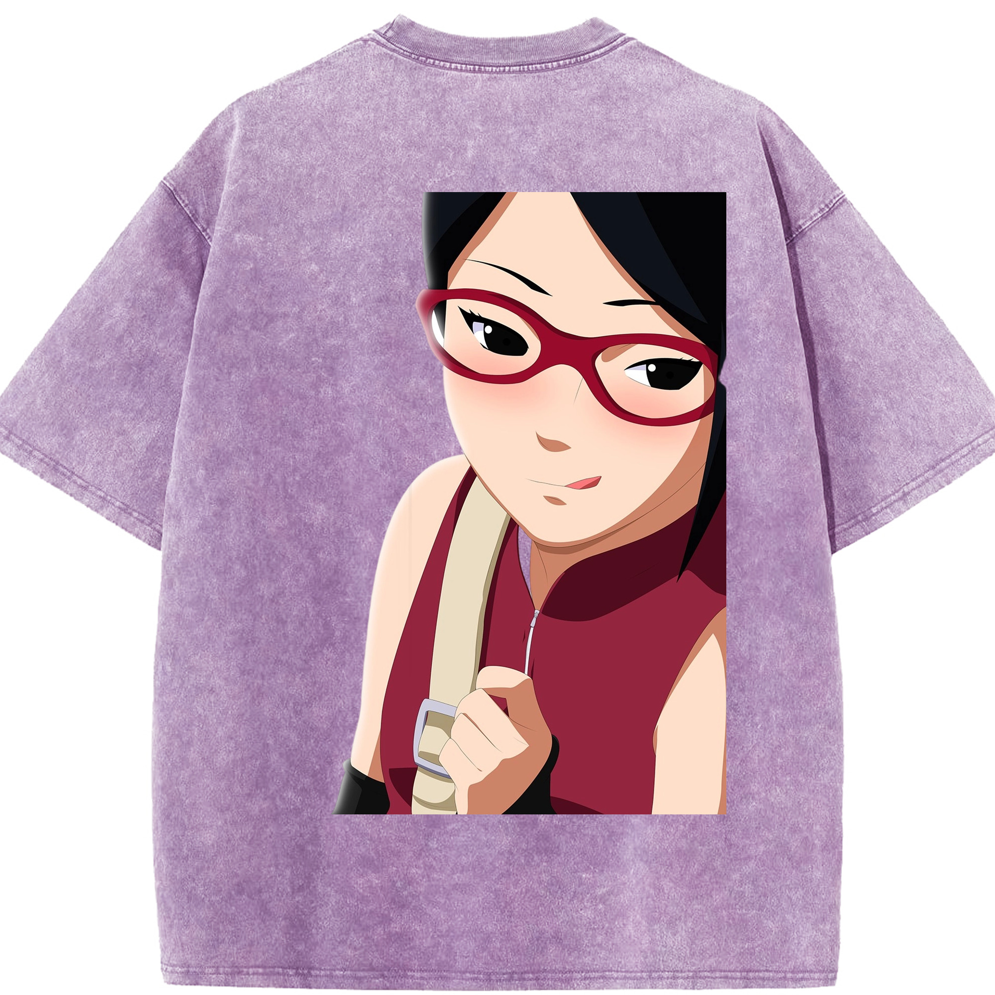 （画像用） NARUTO -ナルト- うちは サラダ Uchiha Sarada 綿100% ヴィンテージ風 半袖Tシャツ（背面プリント）