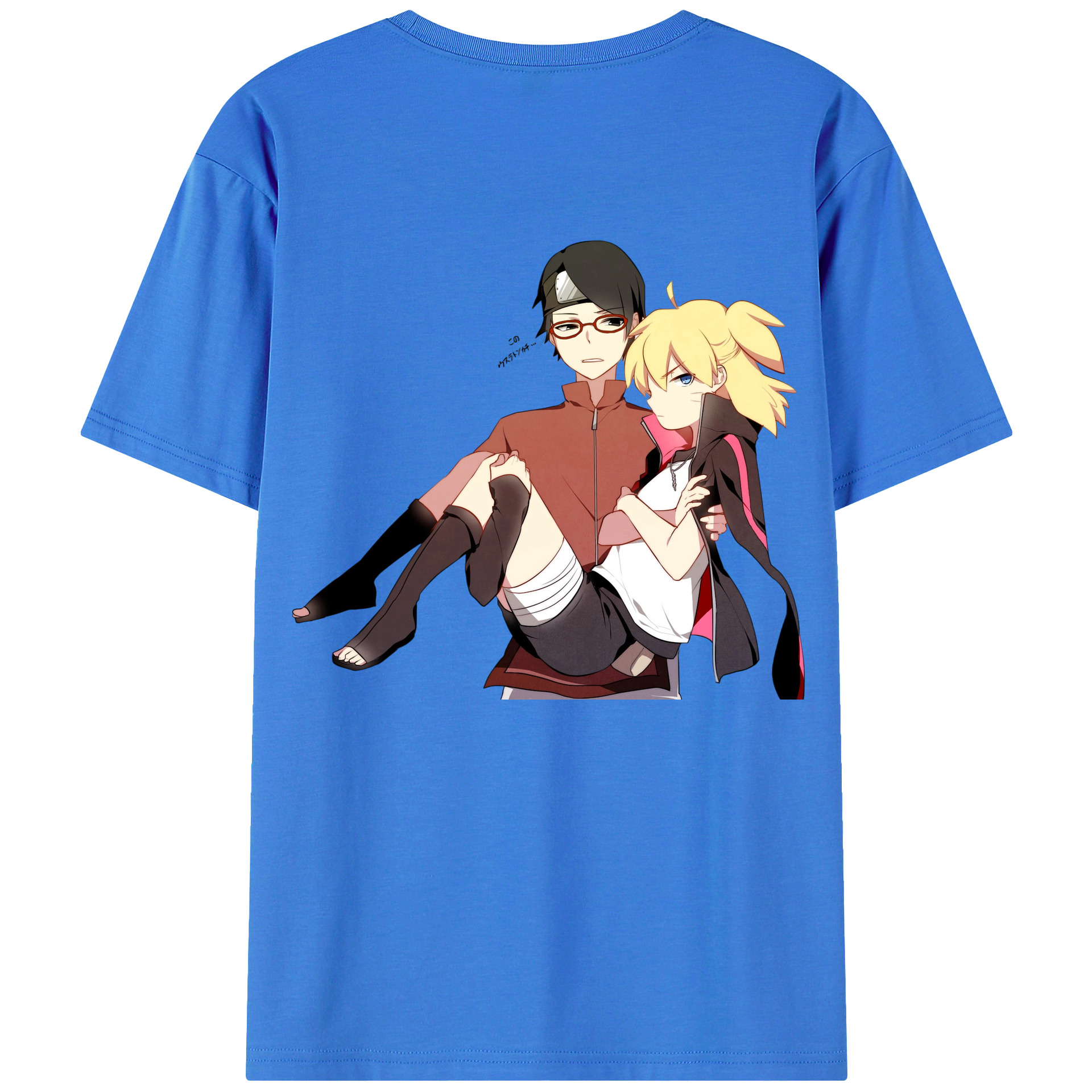 （画像用） NARUTO -ナルト- うちは サラダ Uchiha Sarada 綿100％ メンズ半袖Tシャツ（バックプリント） 通気性