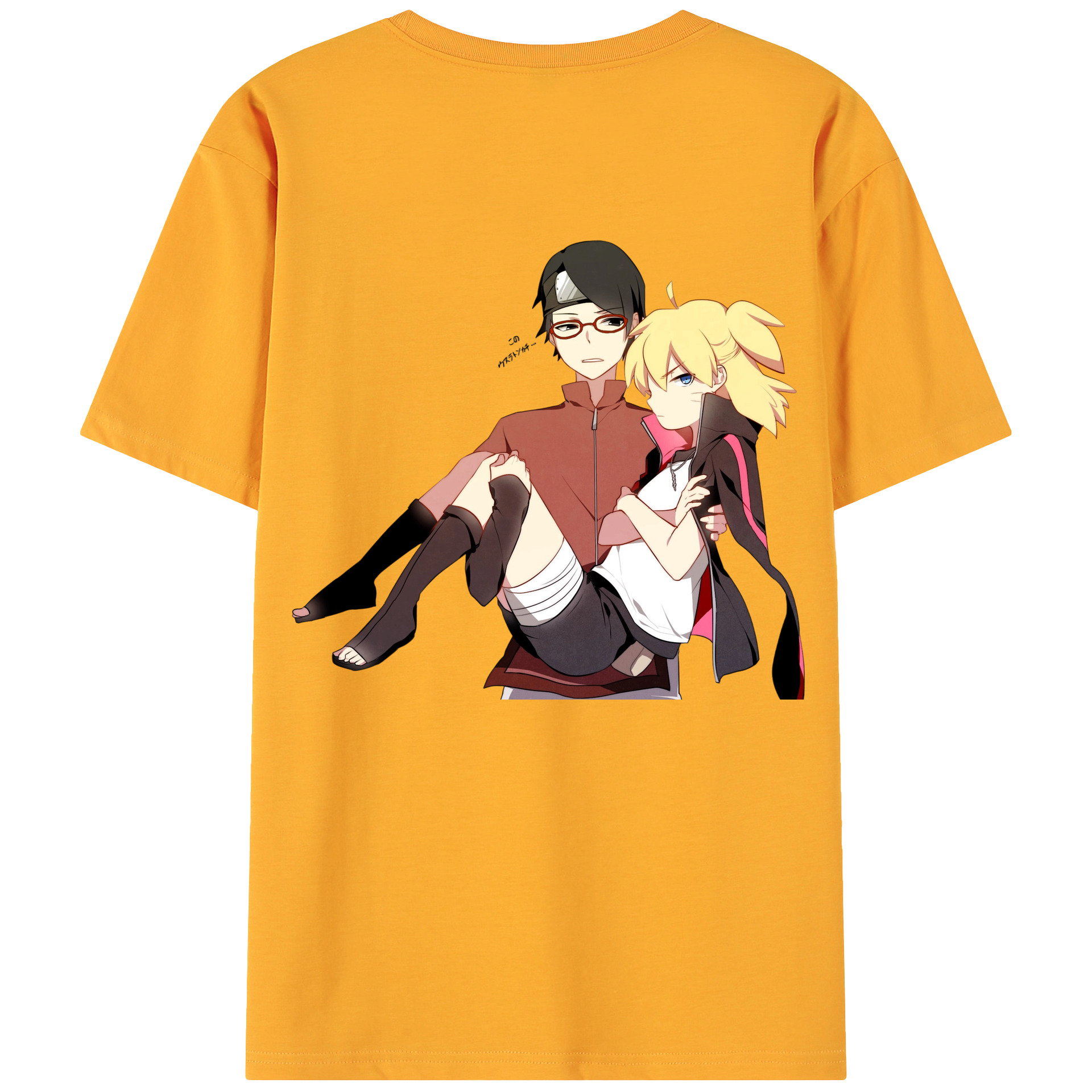 （画像用） NARUTO -ナルト- うちは サラダ Uchiha Sarada 綿100％ メンズ半袖Tシャツ（バックプリント） 通気性