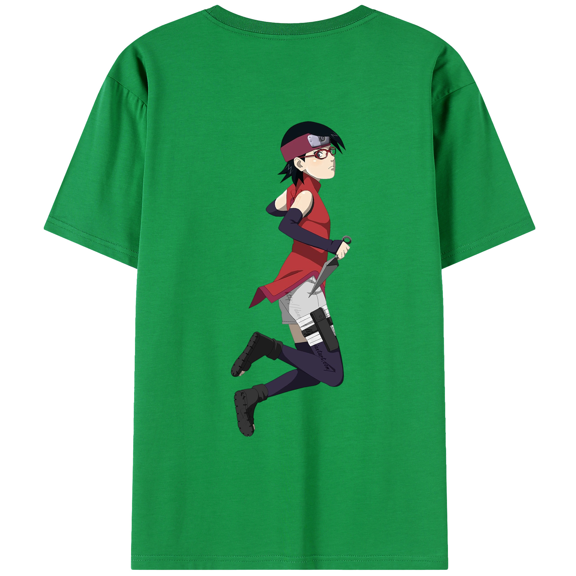 （画像用） NARUTO -ナルト- うちは サラダ Uchiha Sarada 綿100％ メンズ半袖Tシャツ（バックプリント） 通気性