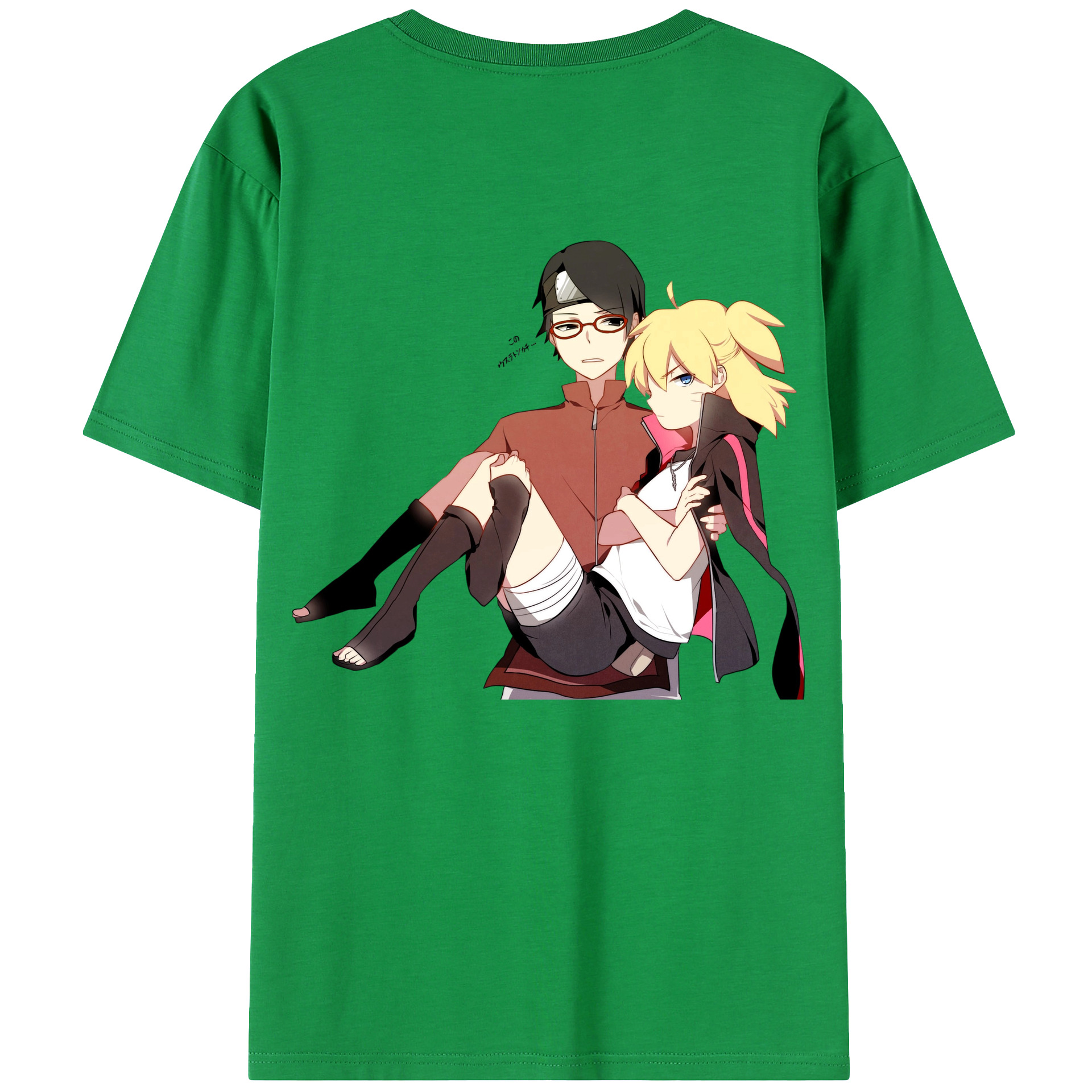 （画像用） NARUTO -ナルト- うちは サラダ Uchiha Sarada 綿100％ メンズ半袖Tシャツ（バックプリント） 通気性