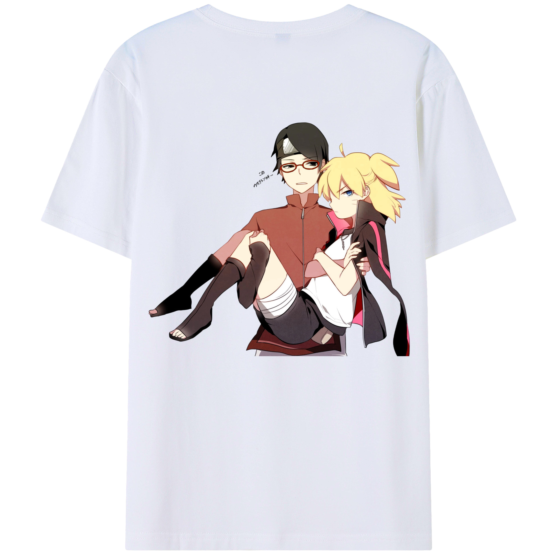 （画像用） NARUTO -ナルト- うちは サラダ Uchiha Sarada 綿100％ メンズ半袖Tシャツ（バックプリント） 通気性