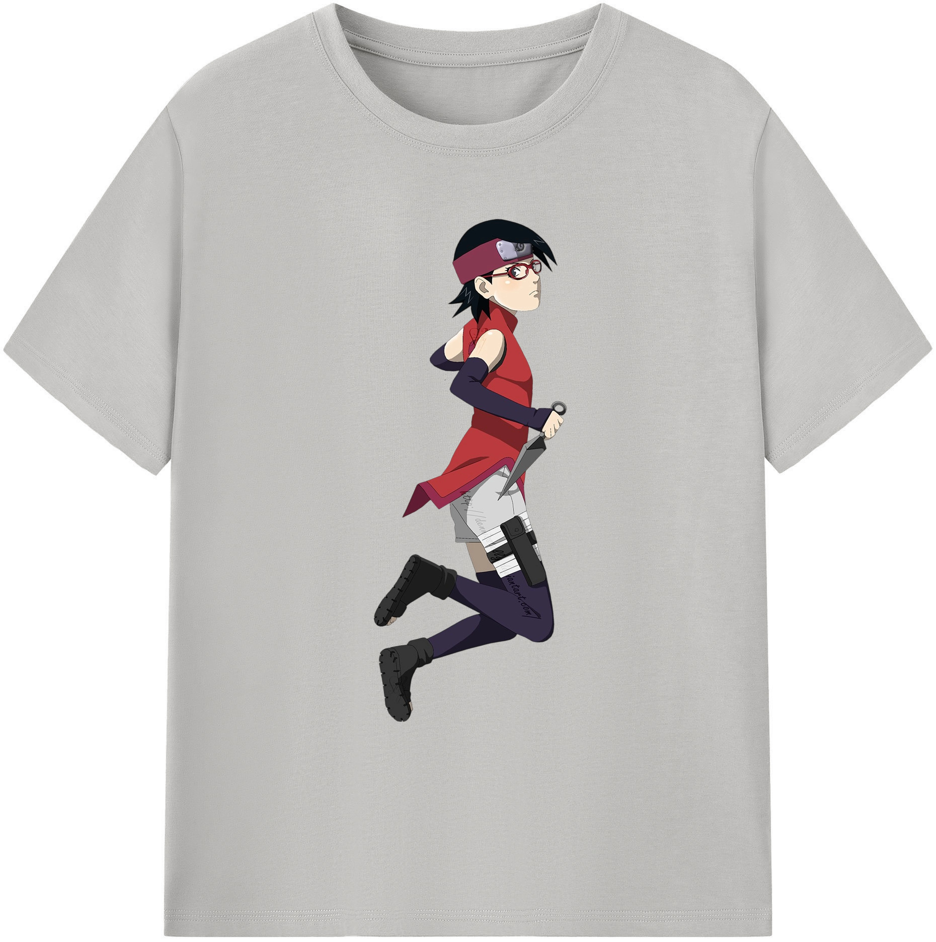 （画像用） NARUTO -ナルト- うちは サラダ Uchiha Sarada 綿100％ メンズ半袖Tシャツ｜肌触りやわらか＆通気性