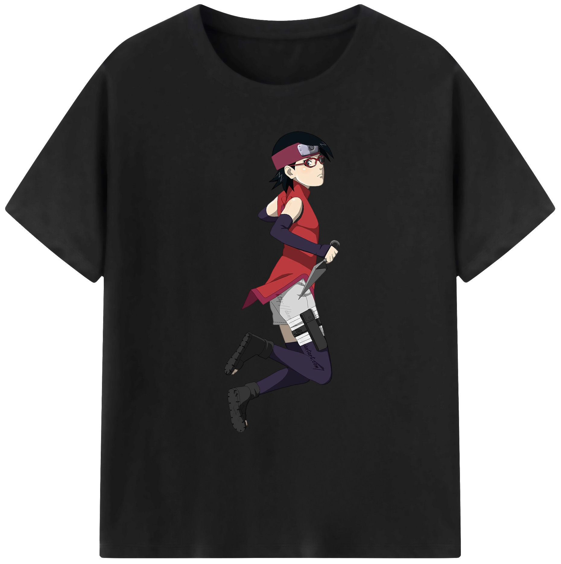 （画像用） NARUTO -ナルト- うちは サラダ Uchiha Sarada 綿100％ メンズ半袖Tシャツ｜肌触りやわらか＆通気性