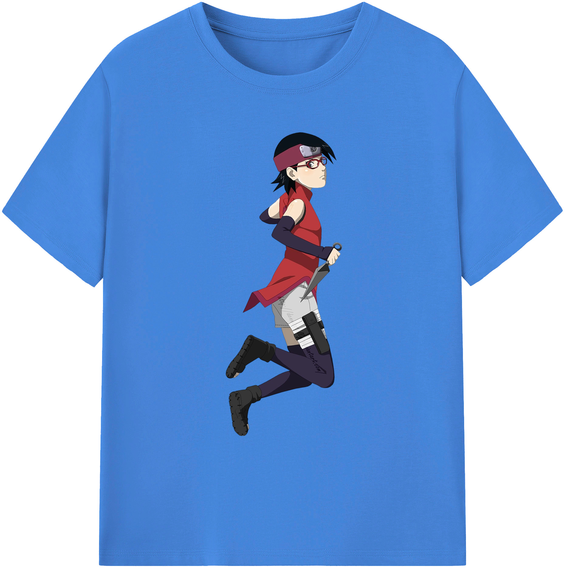 （画像用） NARUTO -ナルト- うちは サラダ Uchiha Sarada 綿100％ メンズ半袖Tシャツ｜肌触りやわらか＆通気性
