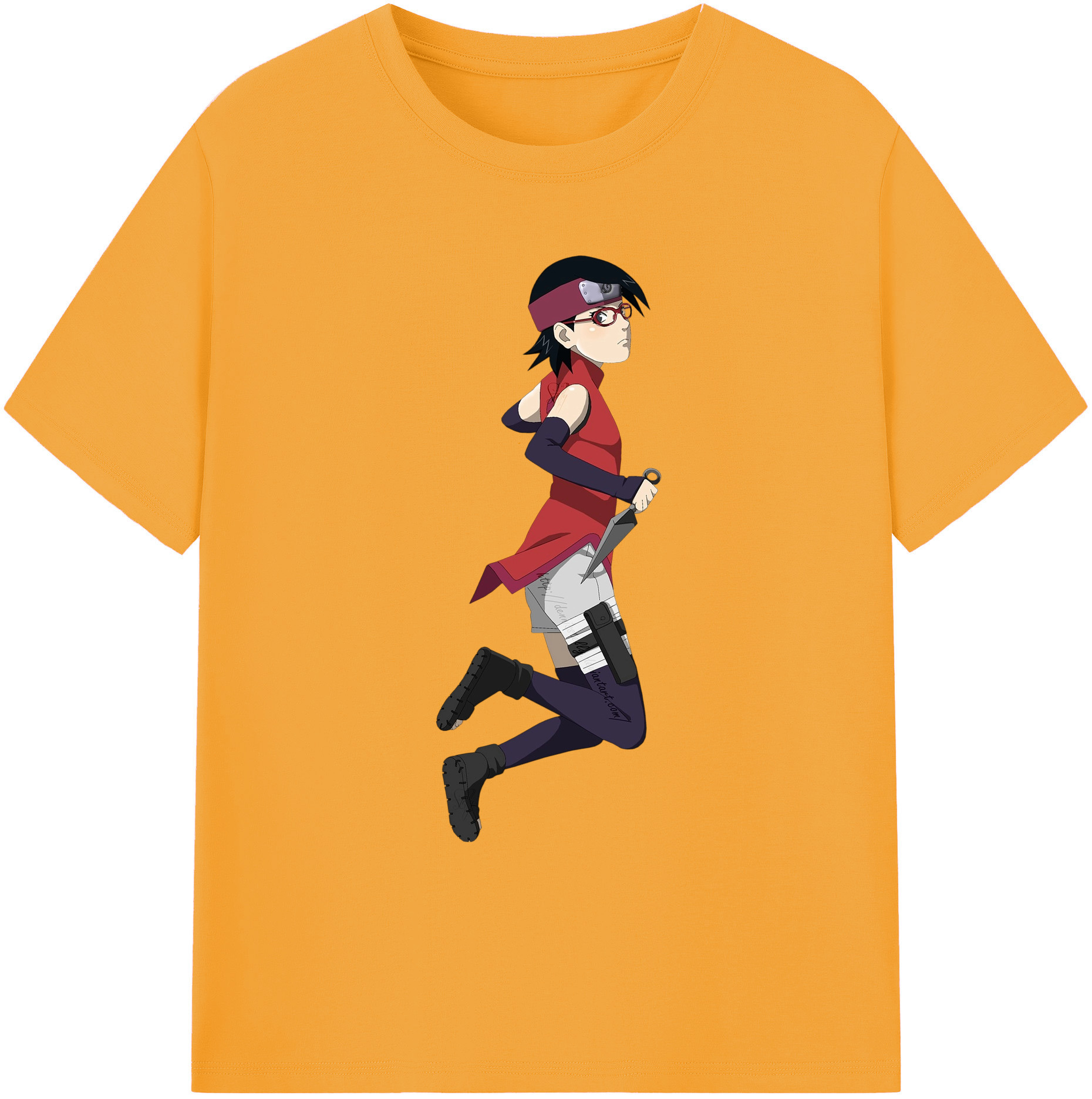 （画像用） NARUTO -ナルト- うちは サラダ Uchiha Sarada 綿100％ メンズ半袖Tシャツ｜肌触りやわらか＆通気性