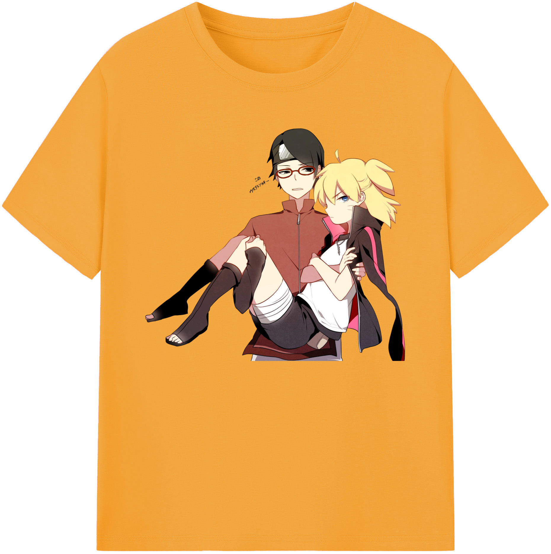 （画像用） NARUTO -ナルト- うちは サラダ Uchiha Sarada 綿100％ メンズ半袖Tシャツ｜肌触りやわらか＆通気性