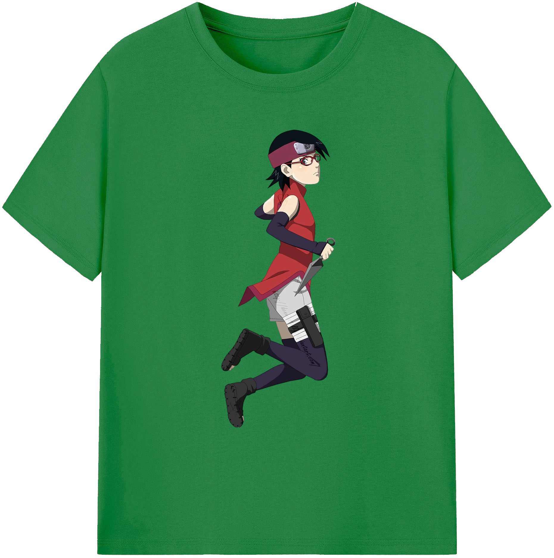 （画像用） NARUTO -ナルト- うちは サラダ Uchiha Sarada 綿100％ メンズ半袖Tシャツ｜肌触りやわらか＆通気性