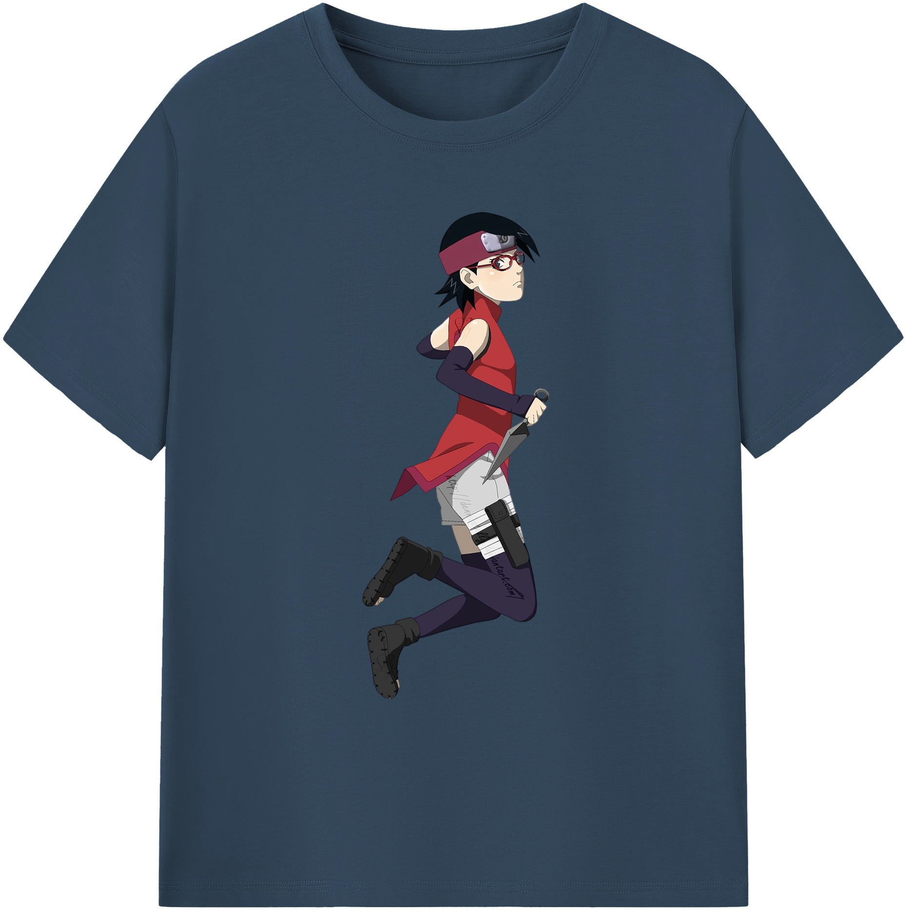 （画像用） NARUTO -ナルト- うちは サラダ Uchiha Sarada 綿100％ メンズ半袖Tシャツ｜肌触りやわらか＆通気性