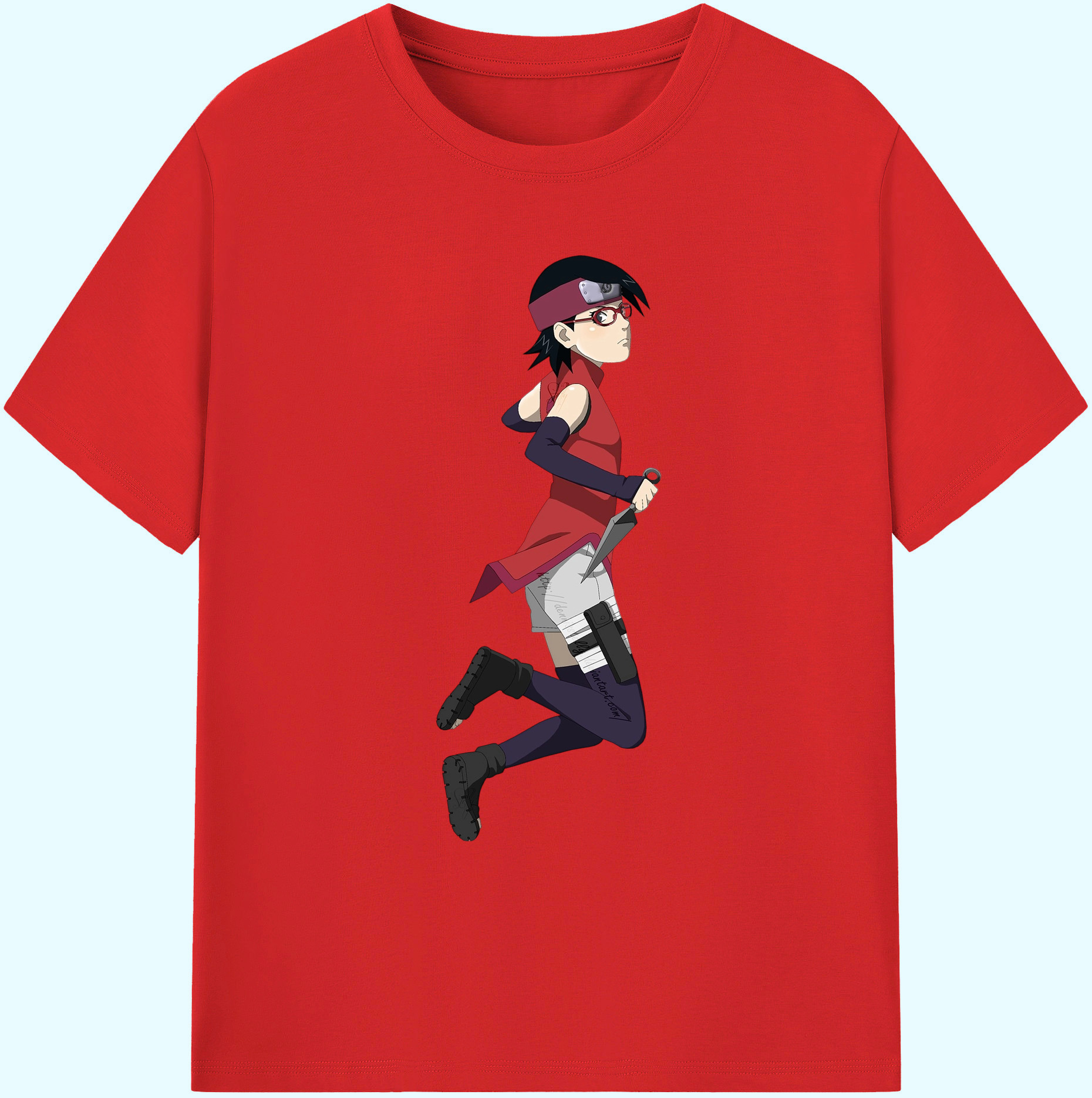 （画像用） NARUTO -ナルト- うちは サラダ Uchiha Sarada 綿100％ メンズ半袖Tシャツ｜肌触りやわらか＆通気性
