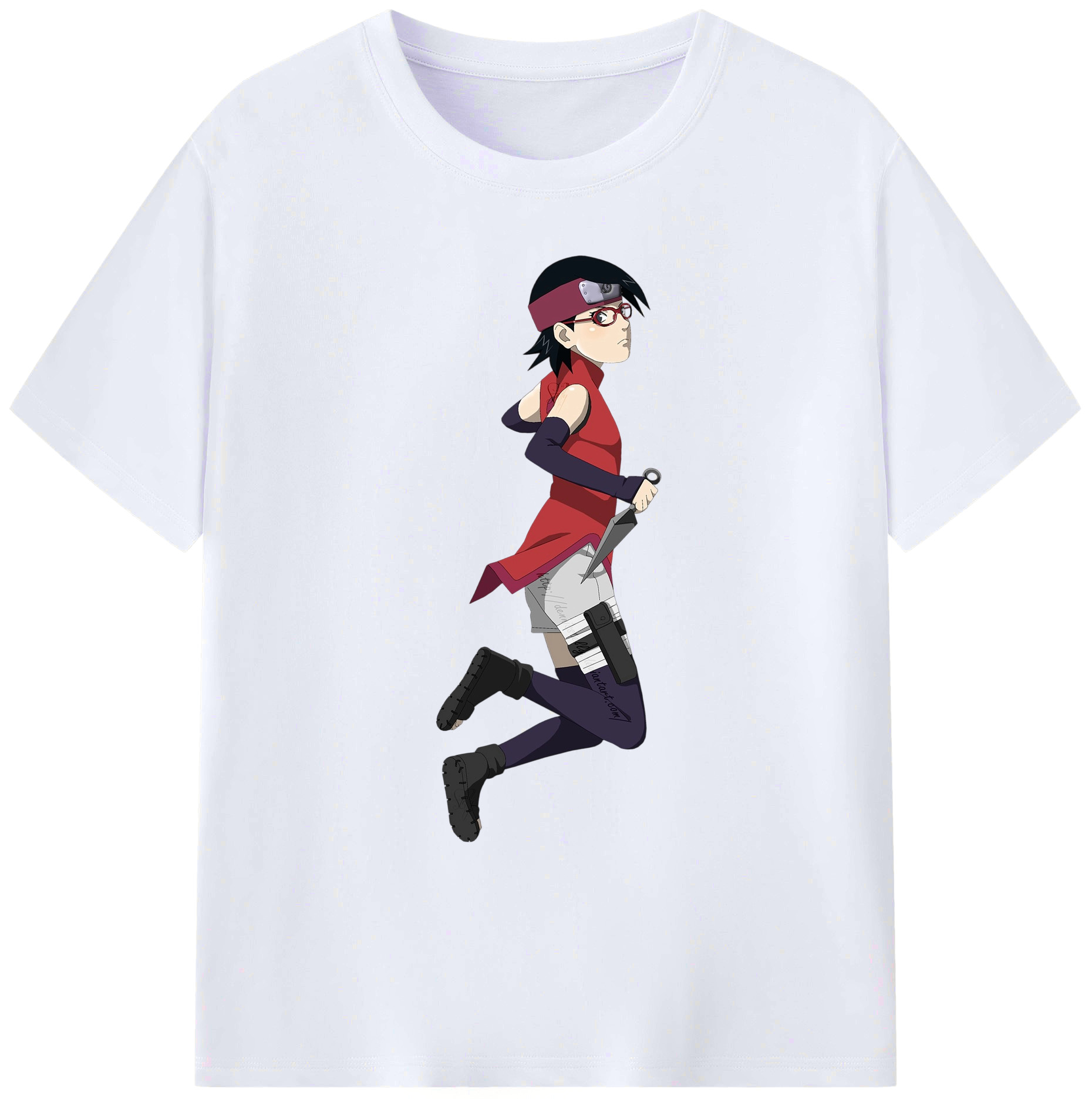 （画像用） NARUTO -ナルト- うちは サラダ Uchiha Sarada 綿100％ メンズ半袖Tシャツ｜肌触りやわらか＆通気性