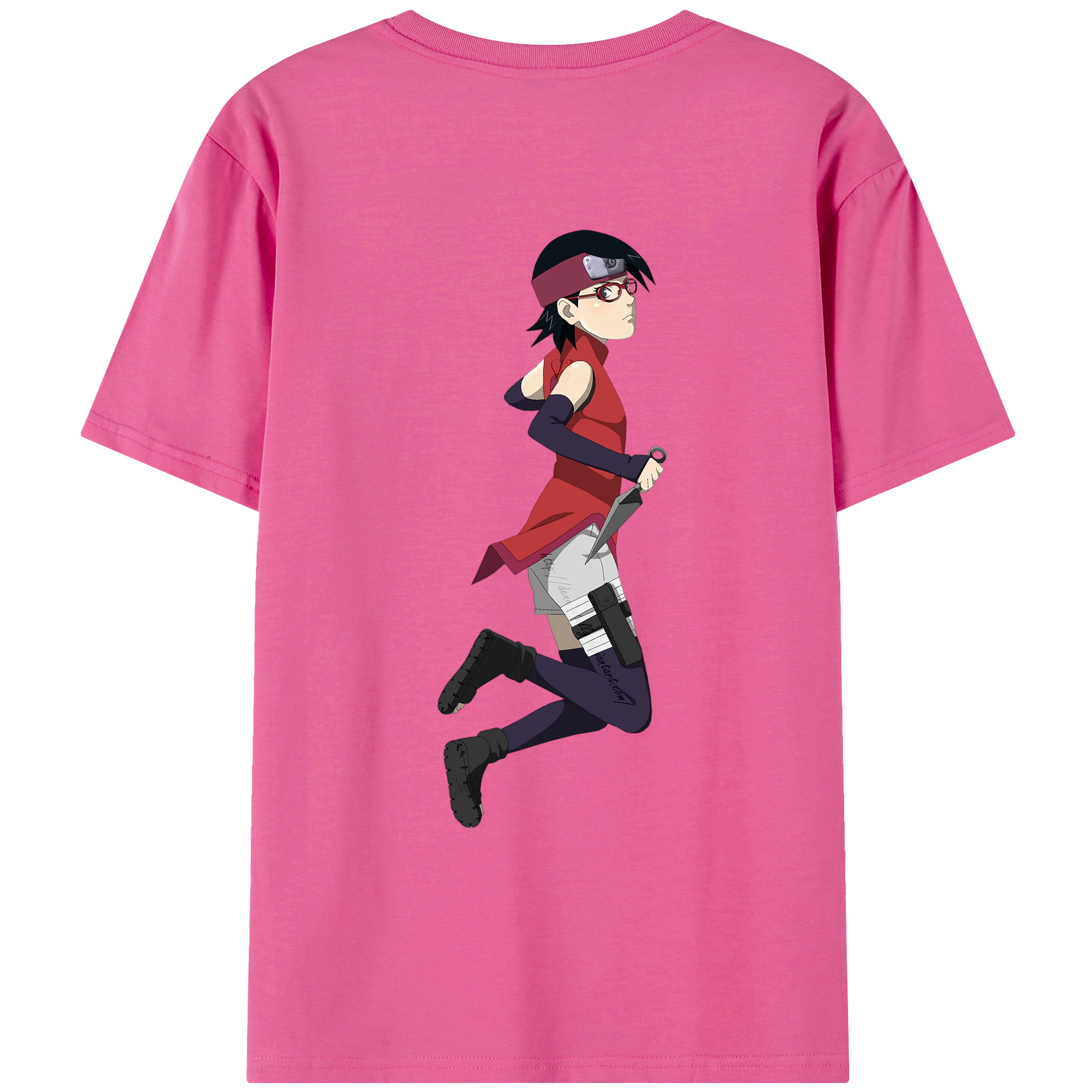 （画像用） NARUTO -ナルト- うちは サラダ Uchiha Sarada レディース半袖Tシャツ(バックプリント)