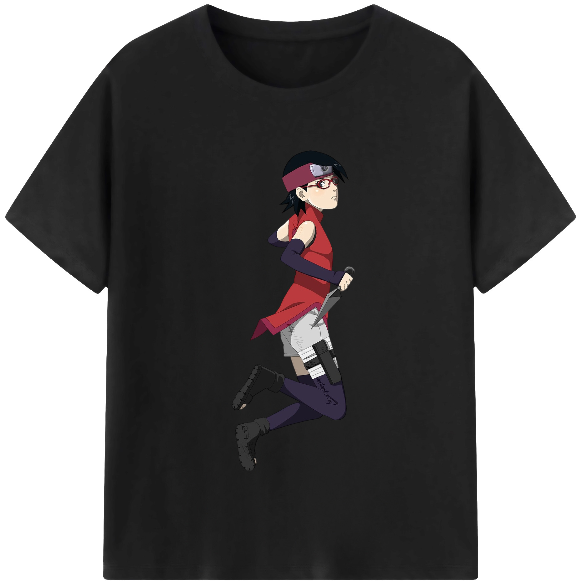 （画像用） NARUTO -ナルト- うちは サラダ Uchiha Sarada レディースカジュアルプリントTシャツ（綿100％）