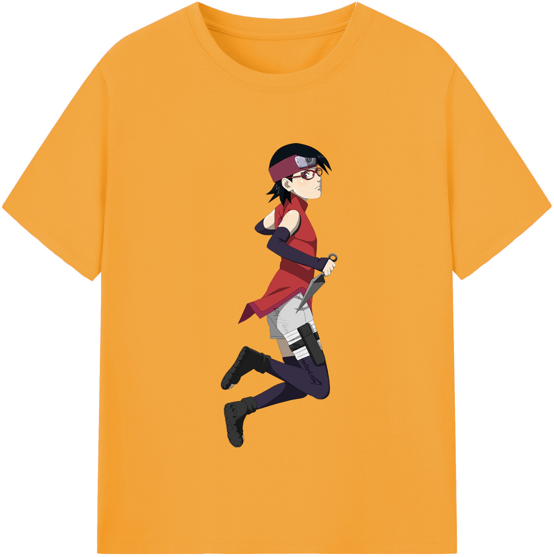 （画像用） NARUTO -ナルト- うちは サラダ Uchiha Sarada レディースカジュアルプリントTシャツ（綿100％）