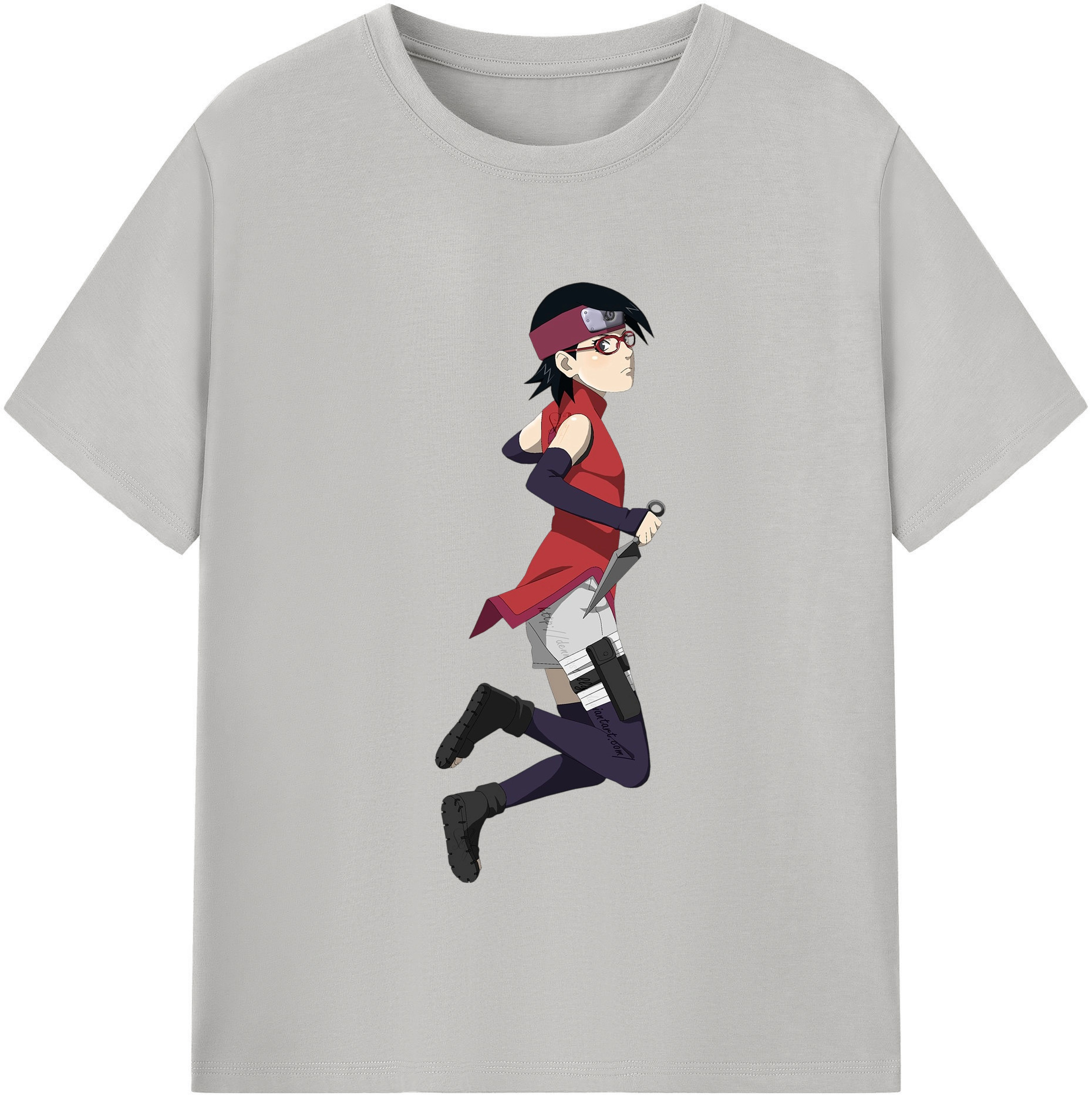 （画像用） NARUTO -ナルト- うちは サラダ Uchiha Sarada レディースカジュアルプリントTシャツ（綿100％）
