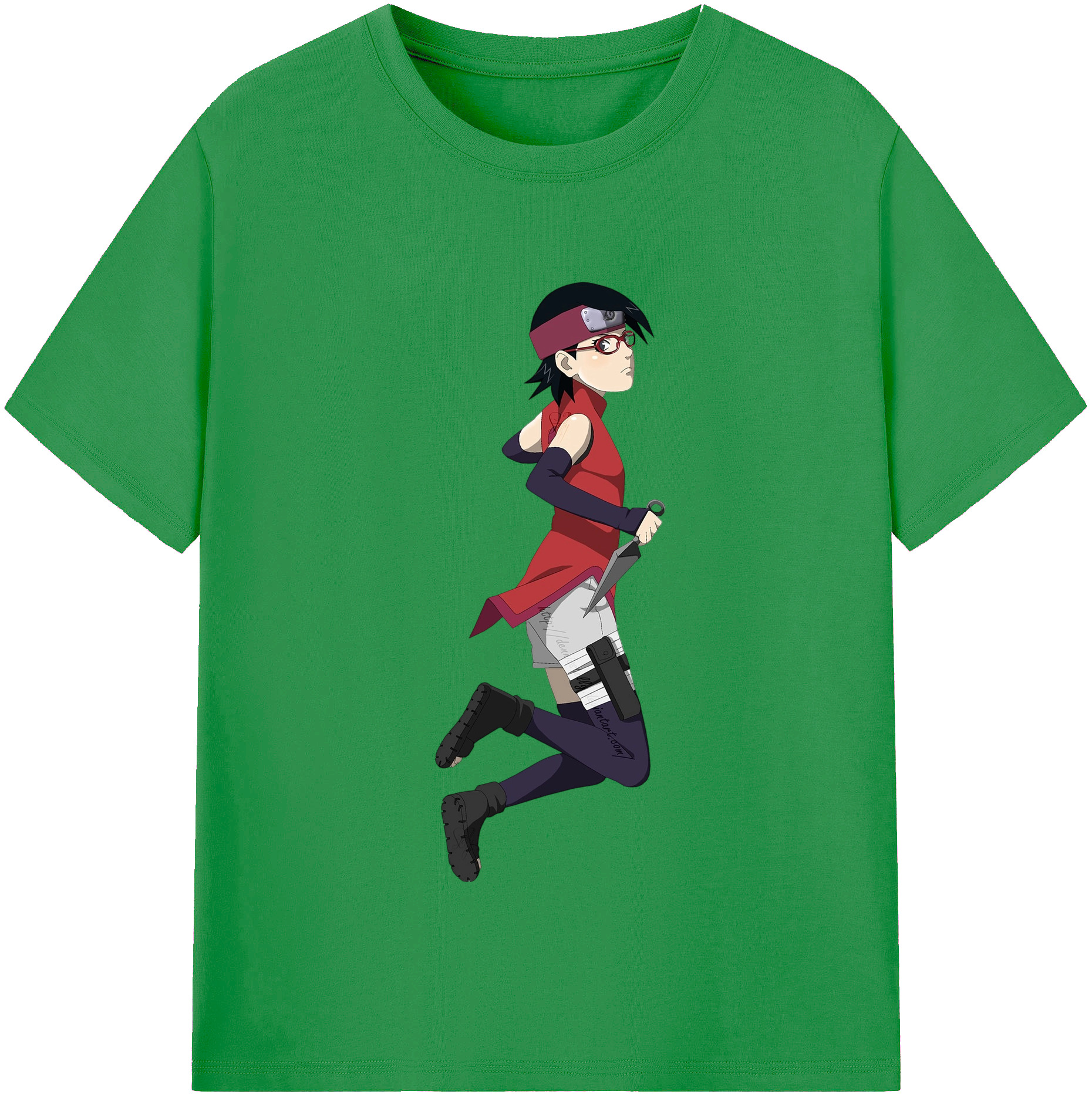（画像用） NARUTO -ナルト- うちは サラダ Uchiha Sarada レディースカジュアルプリントTシャツ（綿100％）