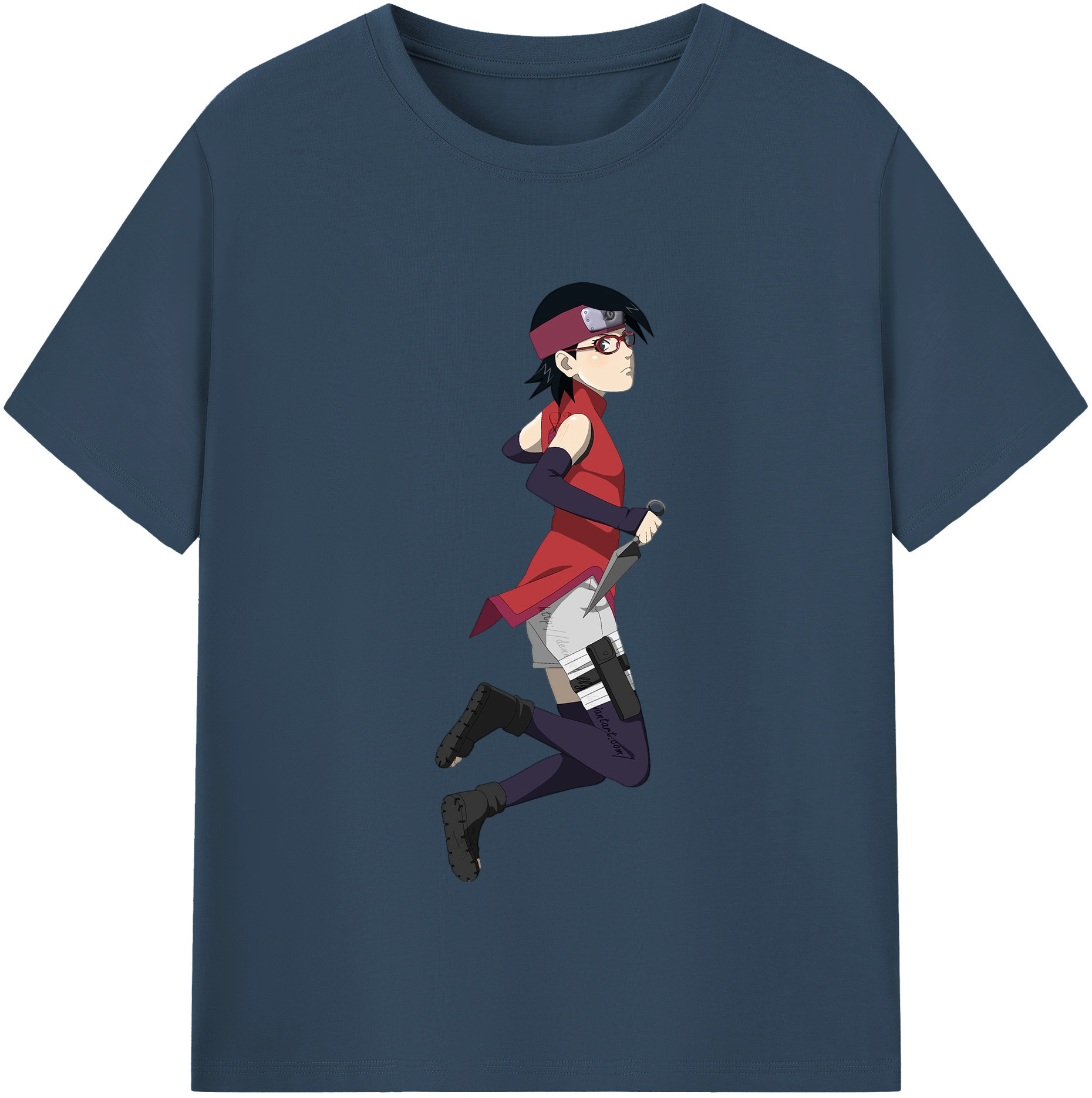 （画像用） NARUTO -ナルト- うちは サラダ Uchiha Sarada レディースカジュアルプリントTシャツ（綿100％）