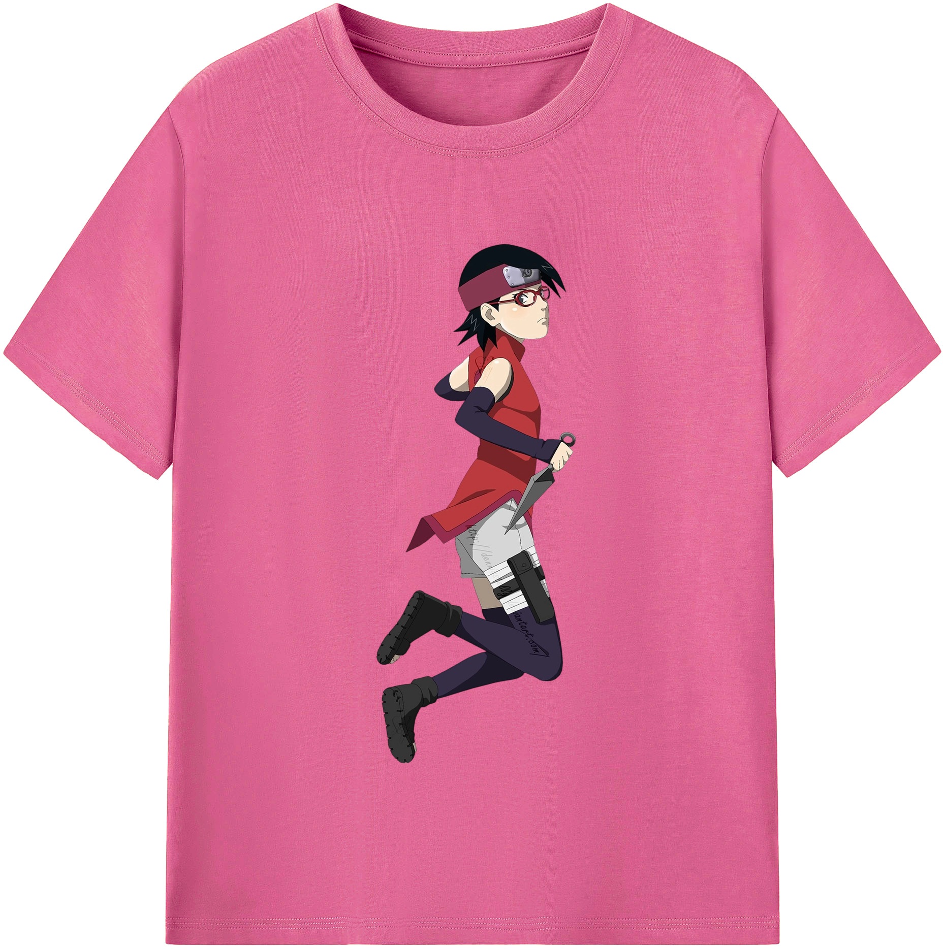 （画像用） NARUTO -ナルト- うちは サラダ Uchiha Sarada レディースカジュアルプリントTシャツ（綿100％）