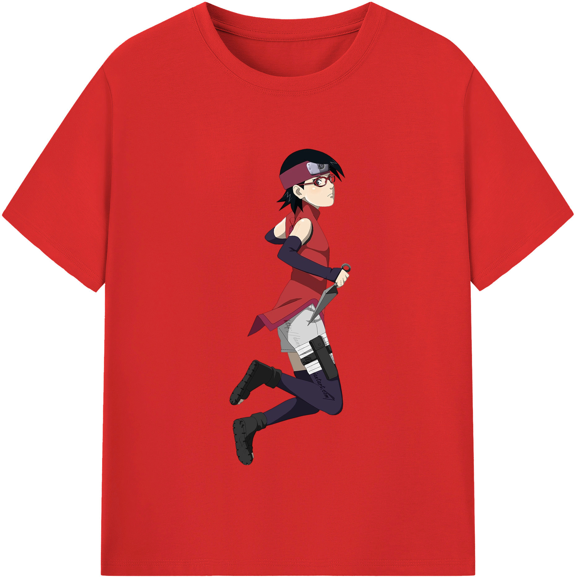 （画像用） NARUTO -ナルト- うちは サラダ Uchiha Sarada レディースカジュアルプリントTシャツ（綿100％）