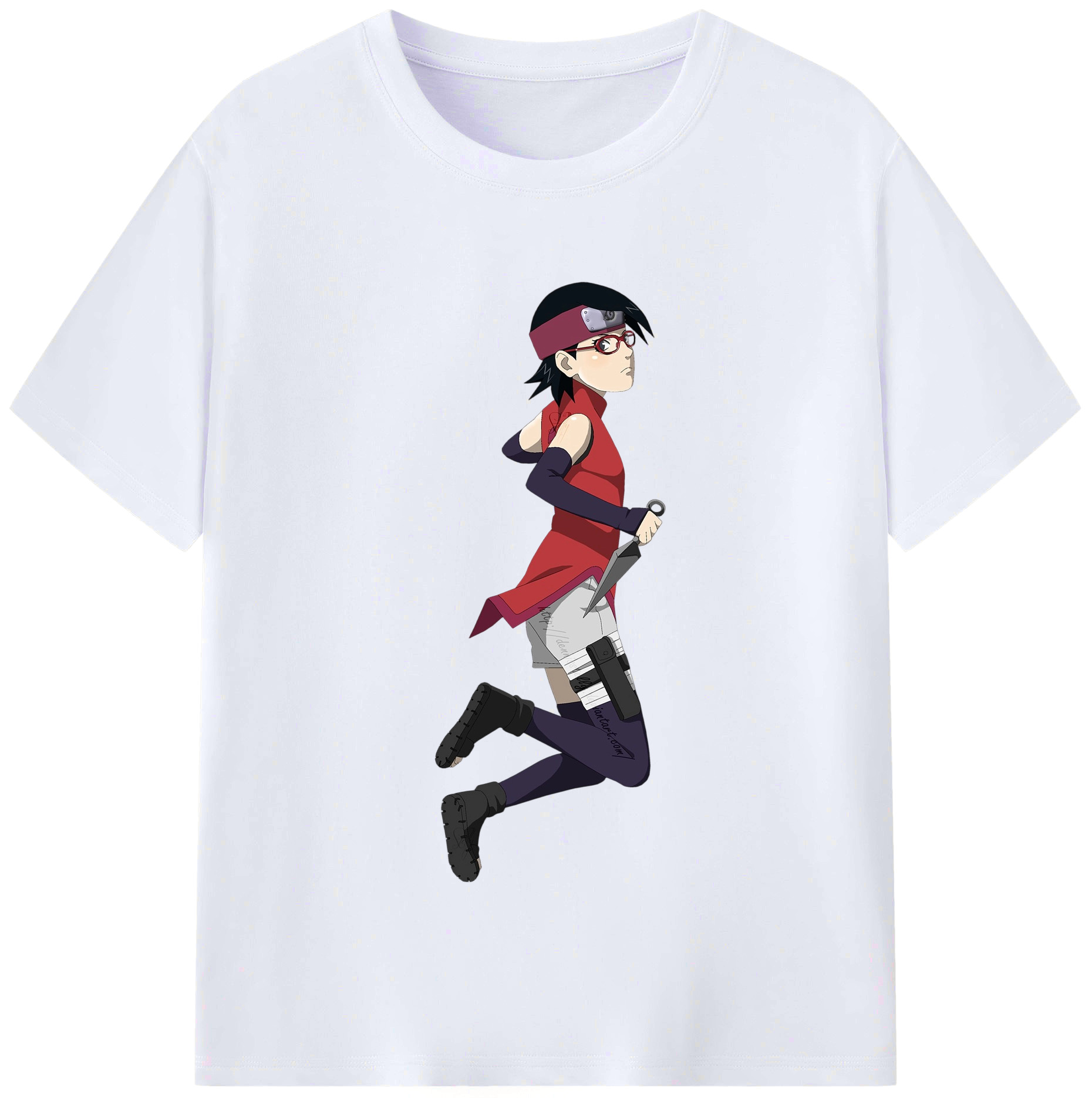 （画像用） NARUTO -ナルト- うちは サラダ Uchiha Sarada レディースカジュアルプリントTシャツ（綿100％）